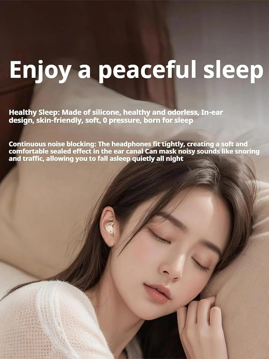 Elyrasleep Snoozepods Pro Bluetooth Earbuds, Upgraded Noise Cancelling Wireless Bluetooth Headphones, 50H Playtime, Feather-Light Side-Fit Comfort, for Deep Relaxation(Black) image number 6