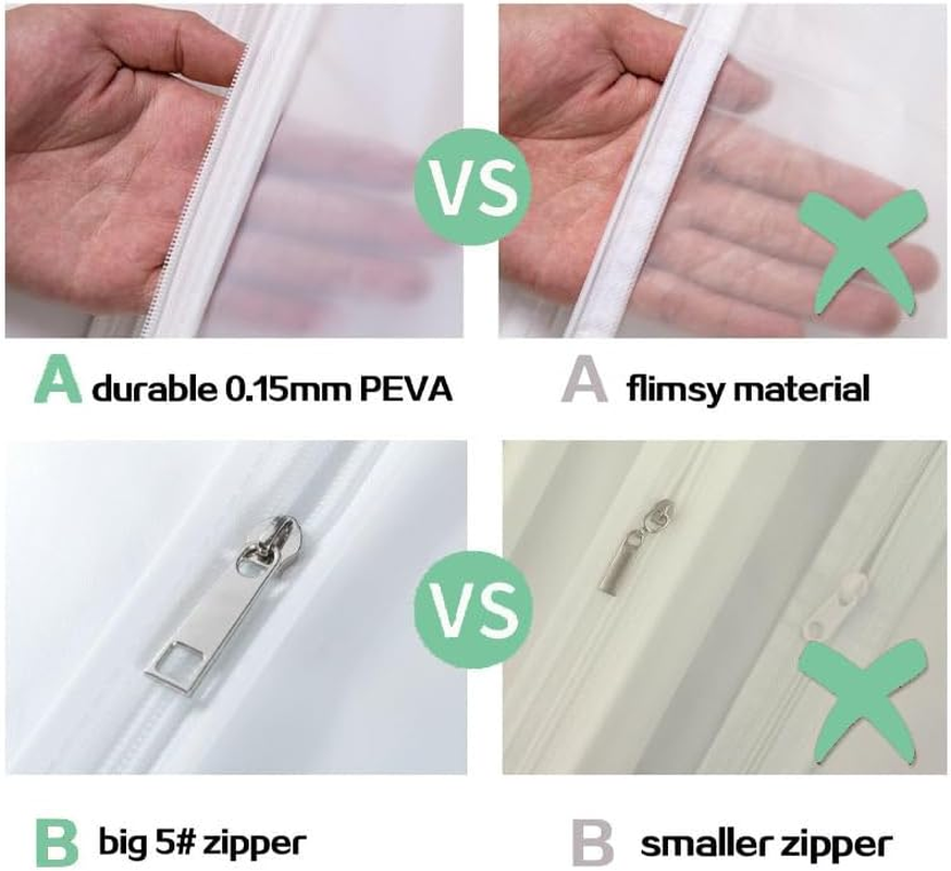 70" Bridal Wedding Gown Dress Garment Bag, Dust Proof Storage Bag with Large Bag for Easy Storage and 3 Small Bags for Wedding Shoes, White image number 2