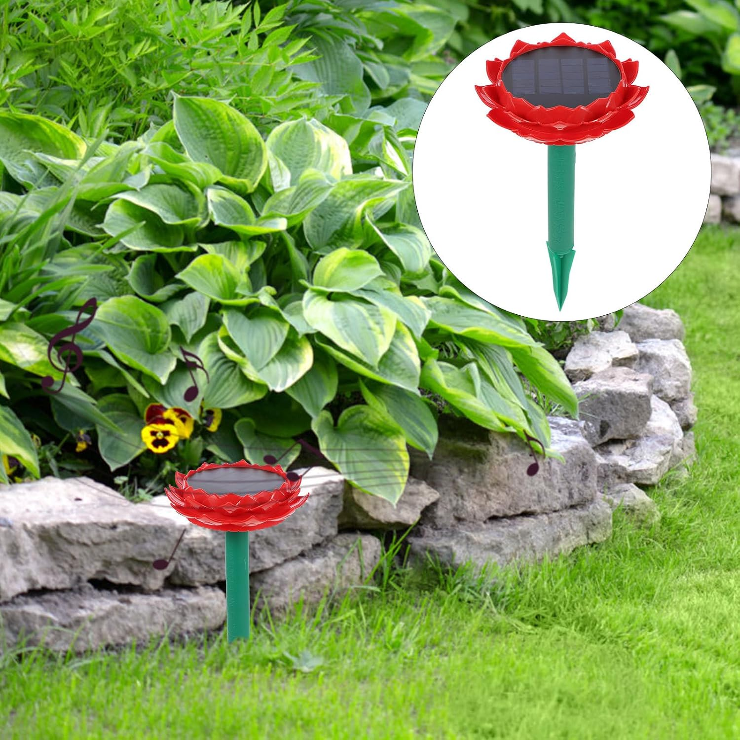 LRXIYODE Solar Powered Waterproof Lotus Speaker Outdoor Wireless Audio Speaker Portable Buddha Music Player for Garden and Patio Use image number 2