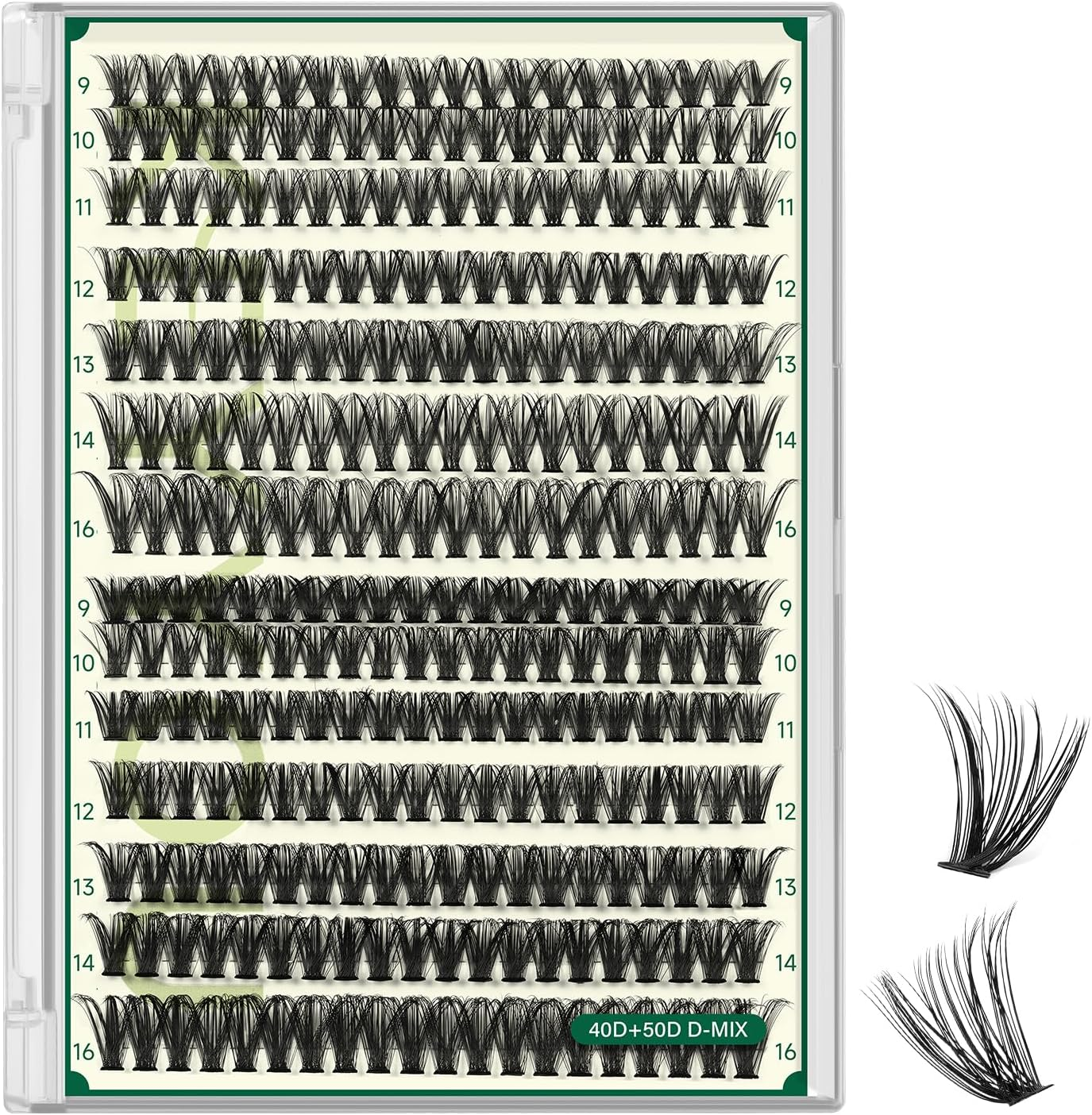 KEYYOU Lash Clusters 280Pcs Individual Lashes 40D+50D D Curl 9-16 MIX DIY Eyelash Extension Soft&Natural Volume Cluster Lashes DIY Lash Extension at Home(40D+50D）