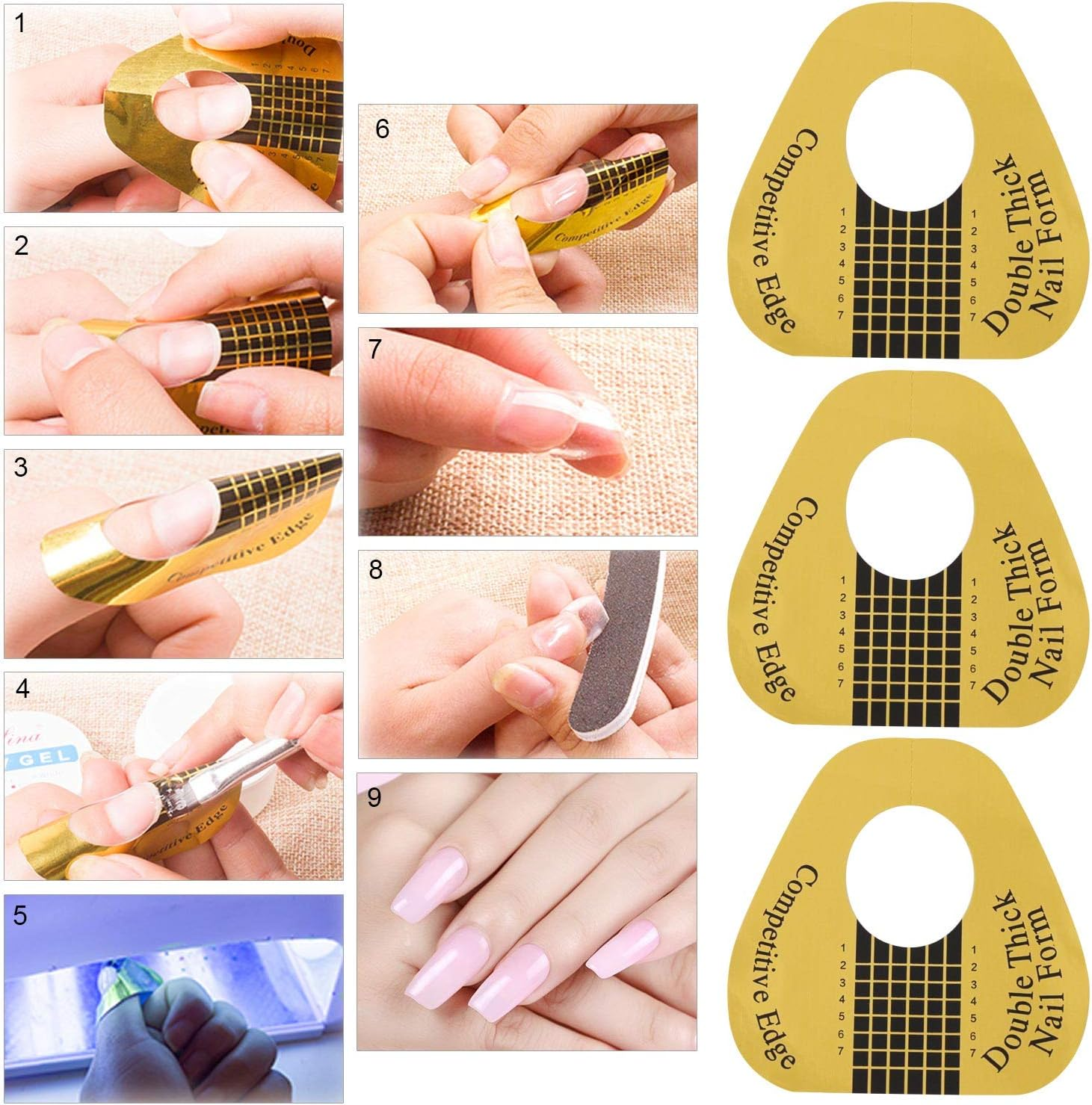 500 Piece Nail Extension Forms Guide Stickers Art Form Shaper Acrylic French DIY Tool image number 5