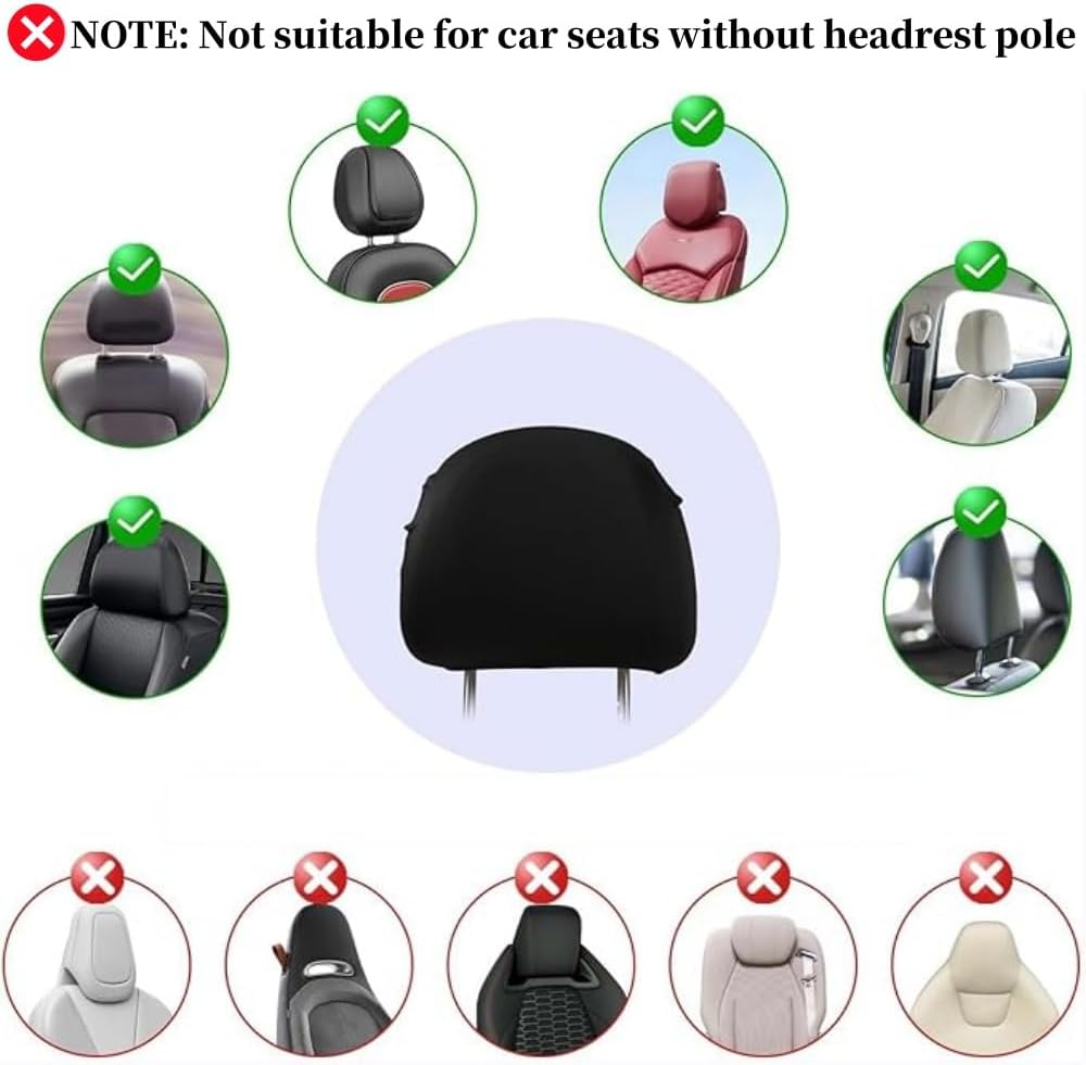 Car Headrest Covers, 4 Pcs Soft Head Rest Cover Protector, Dustproof Washable Head Rest Protector Cover with Elasticated Hems, Universal Car Seat Headrest Cover For, SUV, Truck image number 2
