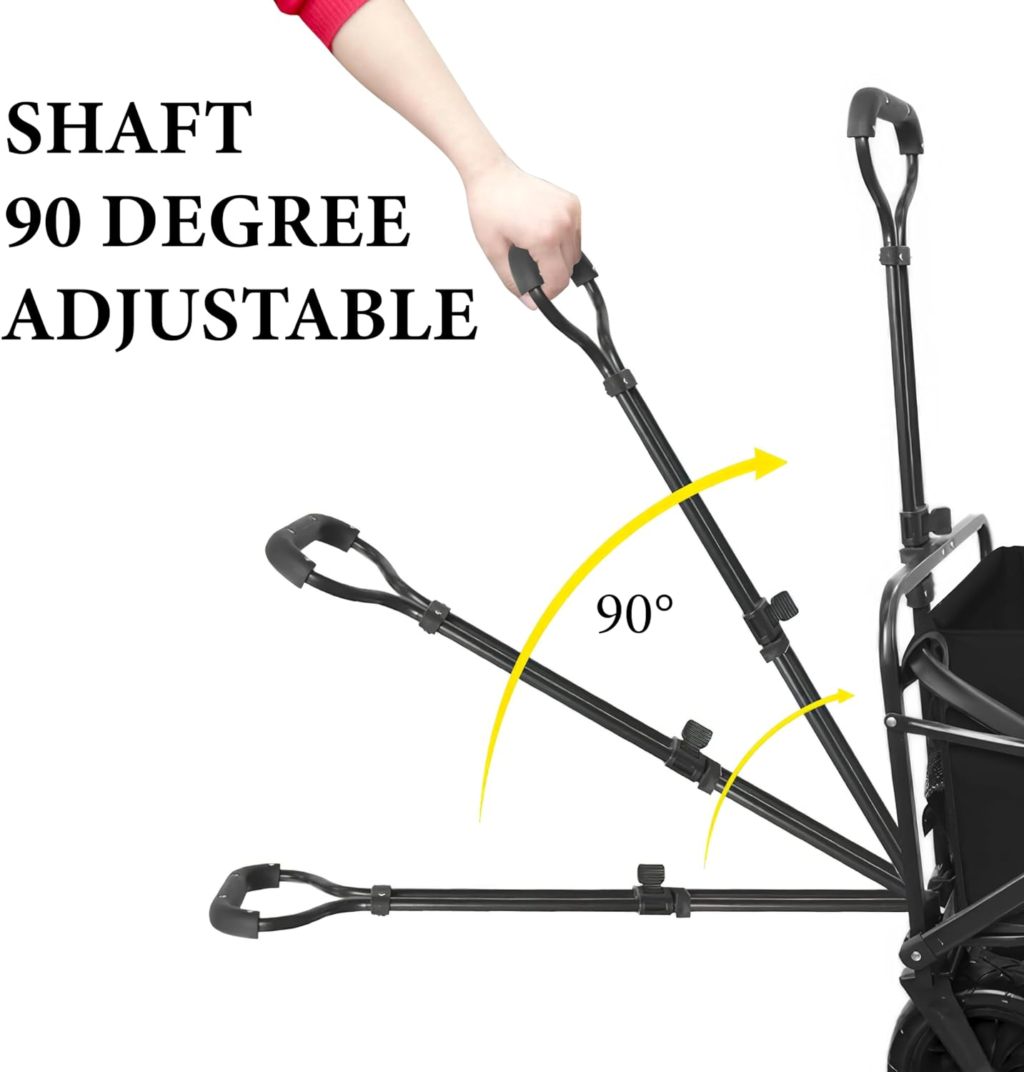 Collapsible Folding Outdoor Utility Wagon with 150Kg Weight Capacity,Outdoor Garden Shopping Camping Cart,125L Loading Capacity Big Wheels & Adjustable Rolling Wagon Travel Shopping Use image number 2