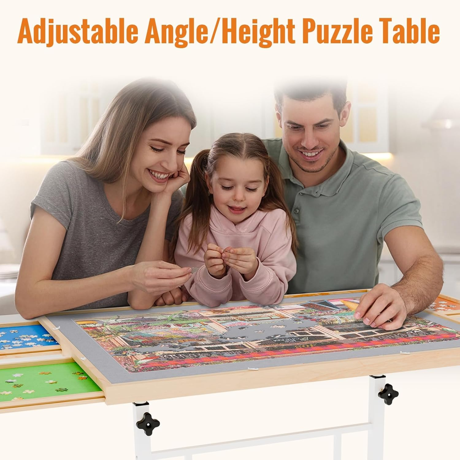 Adjustable Puzzle Table - Height & Tilt Adjustable Surface with Lockable Wheels, Fits 1500-Piece Puzzles, Multi-Purpose Table for Home, Office, Classroom, Adults & Kids image number 1