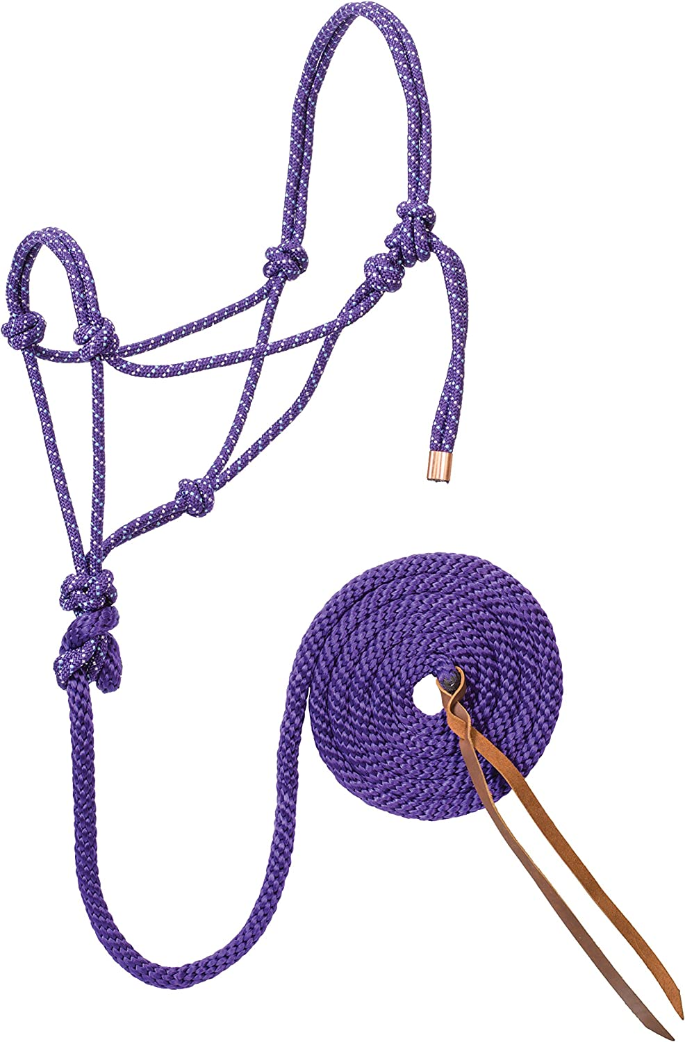 Weaver Leather Diamond Braid Rope Halter and Lead - Black/Hurricane Blue image number 2