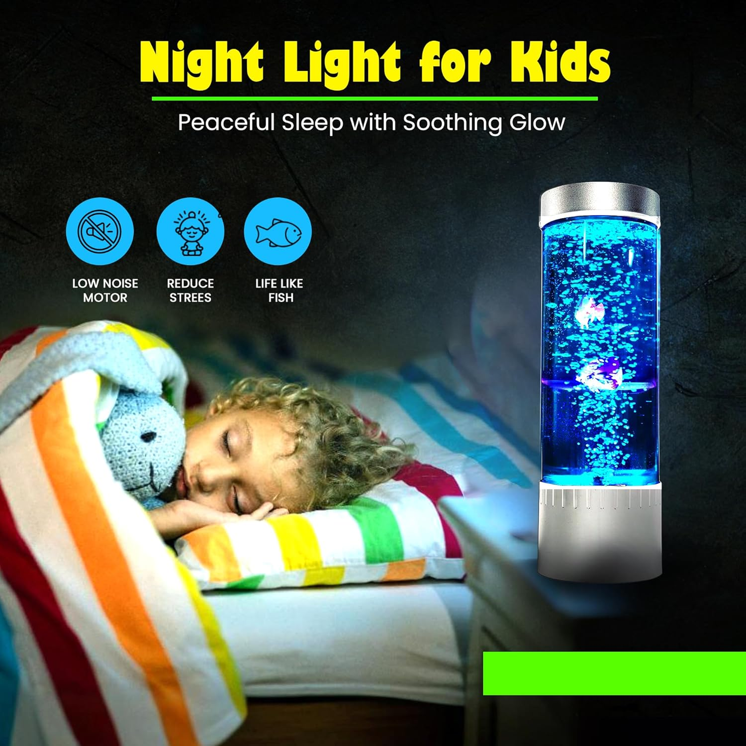 Nixyun Bubble Fish Lamp, LED Colour Changing Night Light, Aquarium Bubble Lamps, Artificial Fish Tank with Moving Fishes for Kids, Adults, Sensory Rooms, ADHD, Autism & Home Decor image number 1