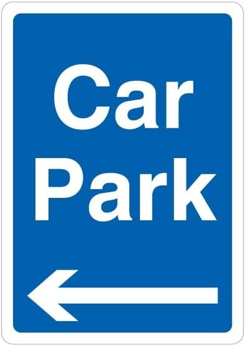 V Safety Car Park - Blue Arrow Left 297 X 210 Self Adhesive Vinyl Safety Sign image number 1