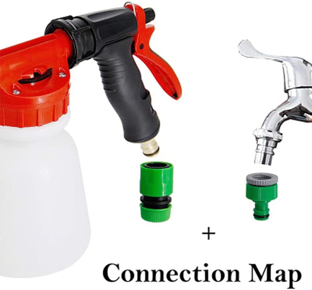 Car Wash Foam Gun,Car Wash Foam Gun Garden Hose Sprayer Foam Sprayer with Adjustable Ratio Dial Soap Foaming Sprayer Nozzle Kit with 1 Liter Bottle Universal Connectors