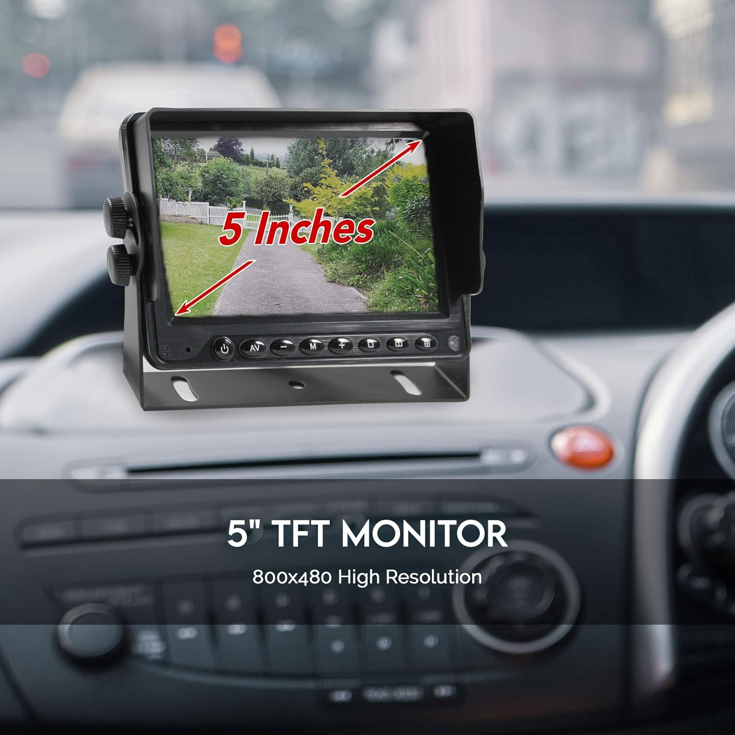 Elinz Caravan Reversing Rearview CCD Camera Monitor 5" System Kit 12V 24V with Mic, 4PIN, 600 TVL, 2 AV Inputs, Distance Gridline, IR LED Night Vision, 90 Deg View, 2 Yr Warranty image number 4