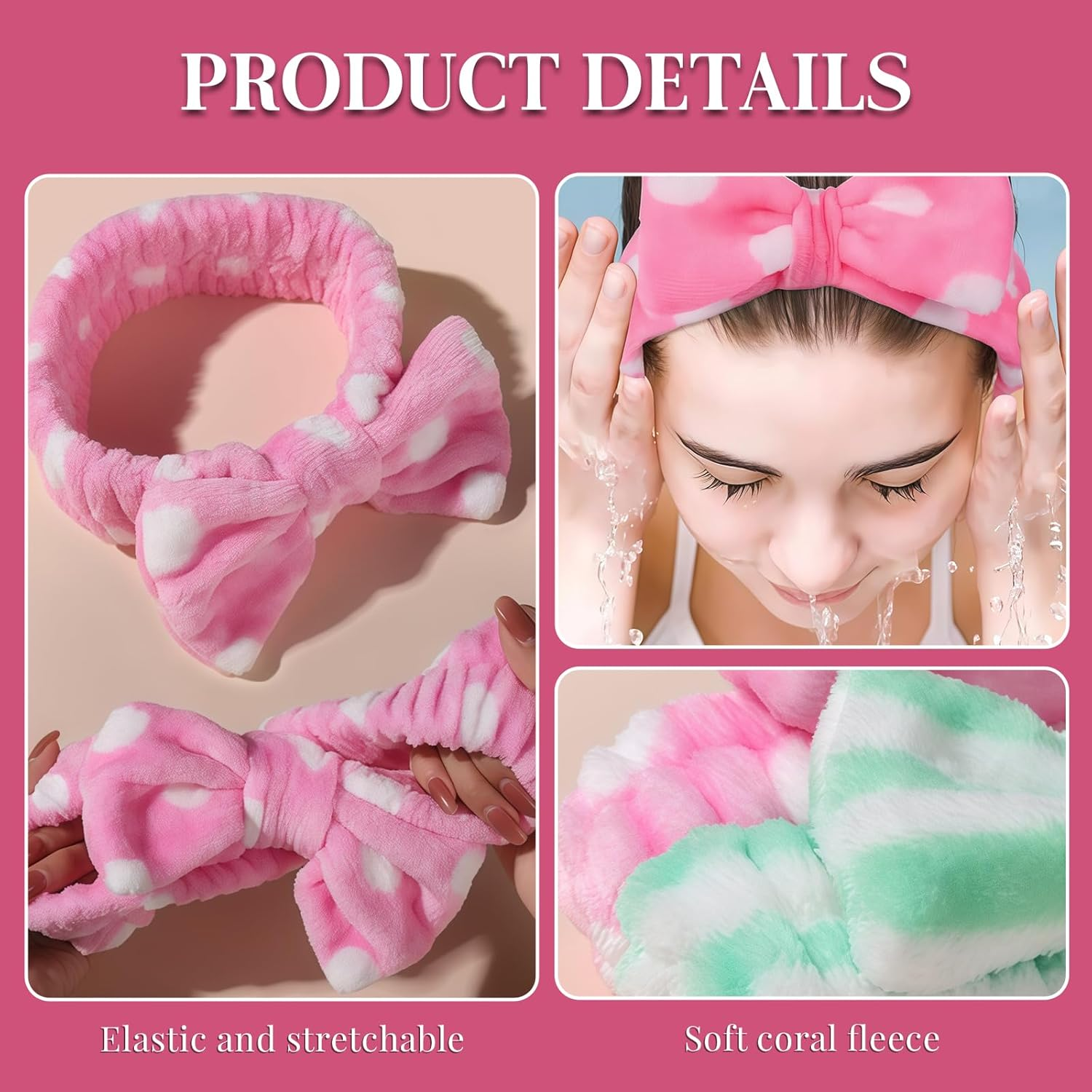 8 Pcs Spa Headband for Women Teen Girls, Skincare Headband for Face Wash, Makeup Headband for Christmas Gifts, Bulk Party Favours for Kids Adults (Vibrant Styles) image number 2
