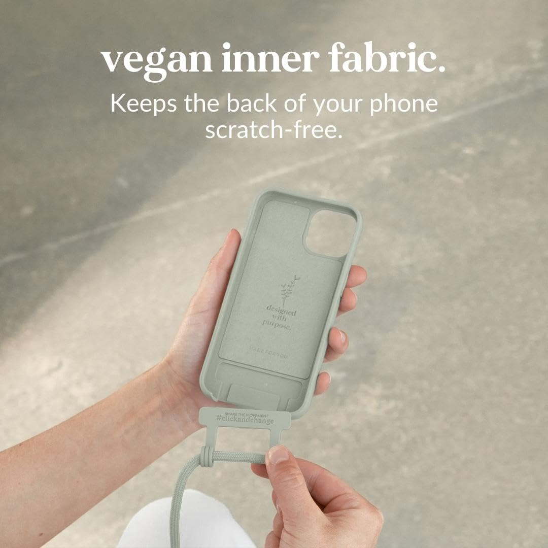 Woodcessories - Change Case, Sustainable Mobile Phone Chain Removable Compatible with Iphone 15 Case with Strap Beige Blue - Biodegradable image number 2