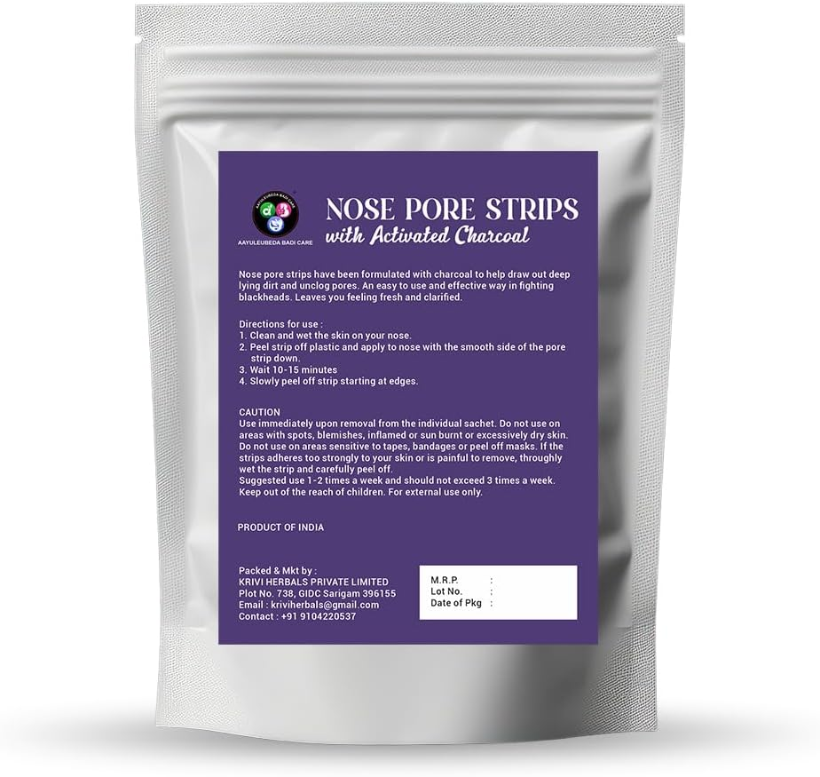 Aayuleubeda Badi Care Abc - Charcoal Nose Strips for Blackhead Remover & Pore Cleanser (6 Strips) image number 3