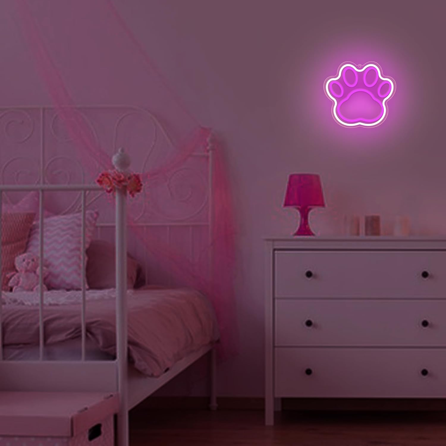 Pink Neon Sign for Wall Decor,Anywin Cute Paw Neon Signs USB Led Lights with Dimmable for Home Decor, Neon Decor Gifts Birthday, Party, Christmas Day, Holidays for Bedroom Kidsroom Living Room - Cat image number 4