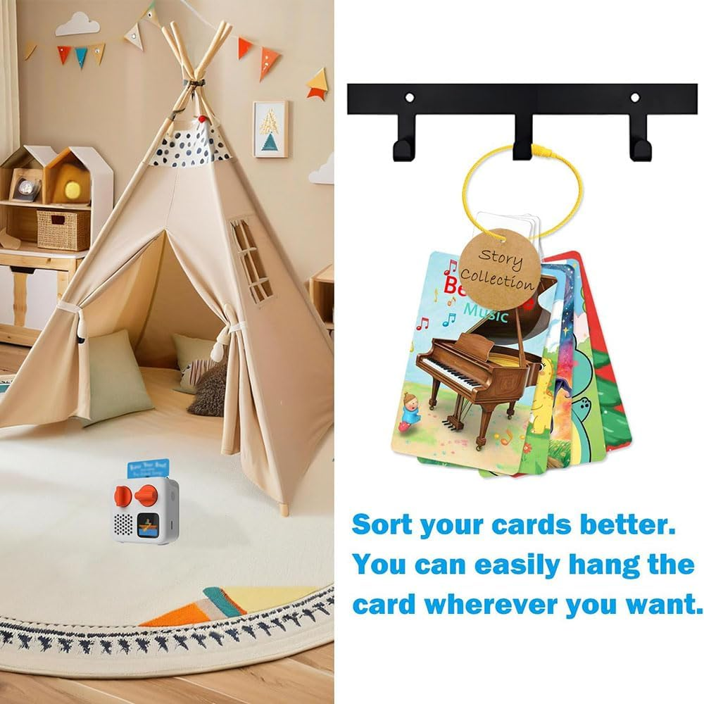 Yoto Card Holder on Ring with 200 Adhesive Tabs, 15 Card Rings and 15 Blank Wood Labels Portable Kids Travel Storage Organizer for Holiday Learning Cards, School Supplies and Accessories image number 2