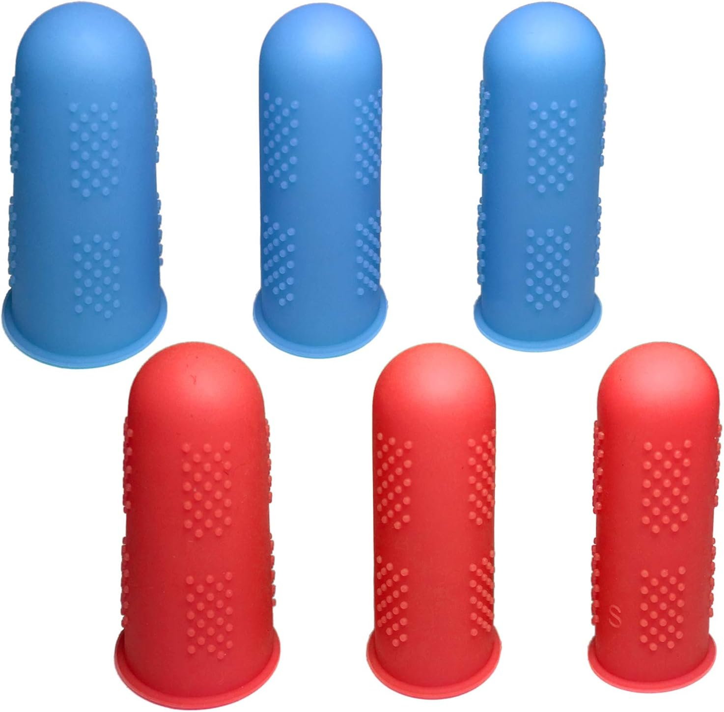 BEADNOVA Finger Cot Silicon Finger Gloves Protector for Electronic Repair Painting Jewelry Cleaning Crafting Industrial Apply (Pack of 6-3 Size, Blue & Red Color) image number 1