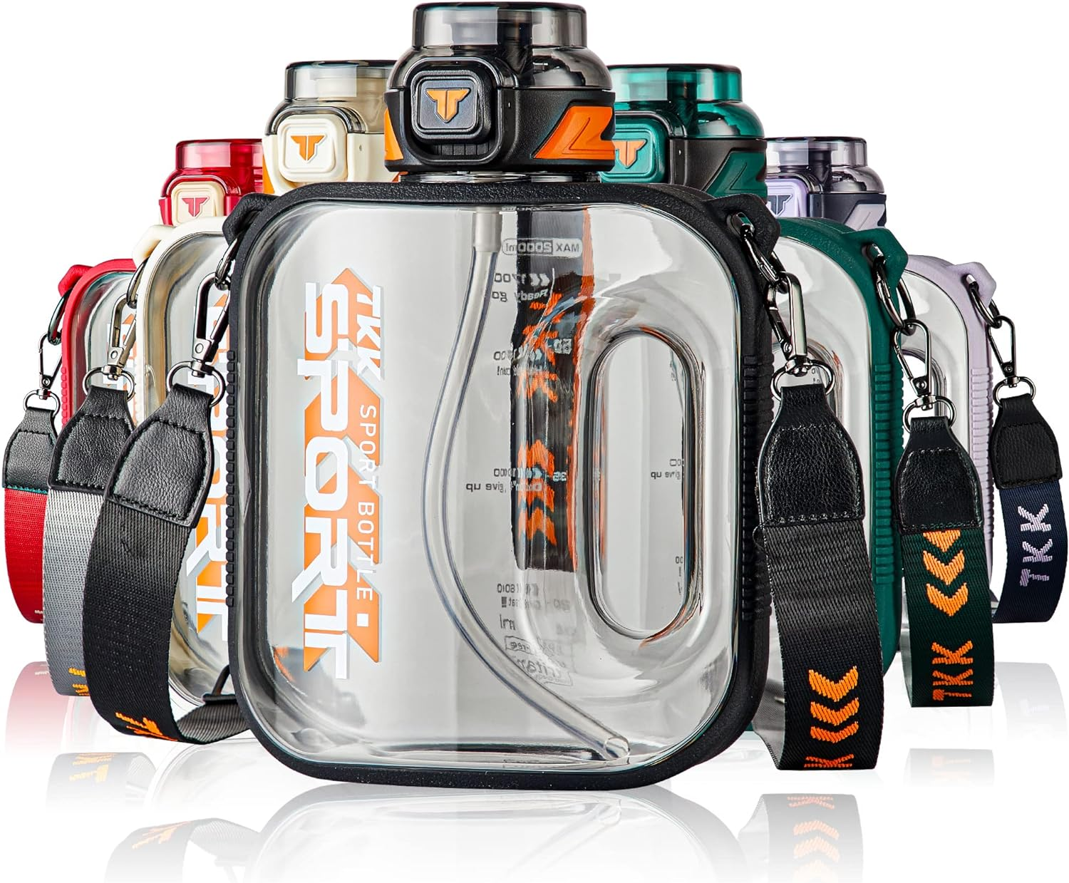 TKK 32Oz Sport Water Bottle with Straw Water Jug with Straw Large Capacity Plastic Water Bottle Dishwasher Safe 1L Water Bottle Jug BPA Free Tritan for Gym Yoga Travel Camping Outdoor Black