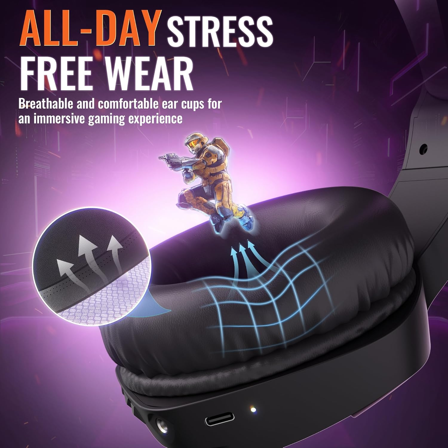 NUBWO Wireless Gaming Headset with Microphone for PC PS4 PS5 Playstation 4 5, 2.4G Wireless Bluetooth USB Gamer Headphones with Mic for Laptop Computer（Binnune Manufacturer） image number 5