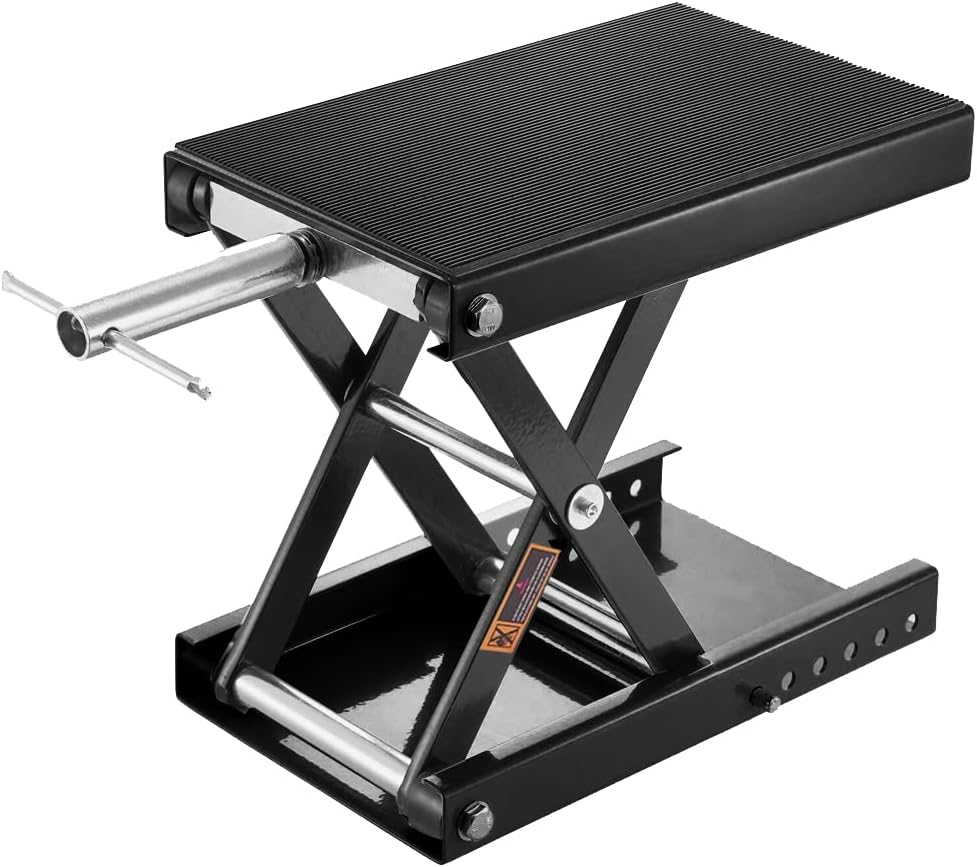 1100Lb/500Kg Heavy Duty Motorcycle Scissor Lift,9-37Cm Adjustable Center Hoist Crank Stand,Lift Working Bench,Steel Scissor Jack for Motorbike,Atv (Black)