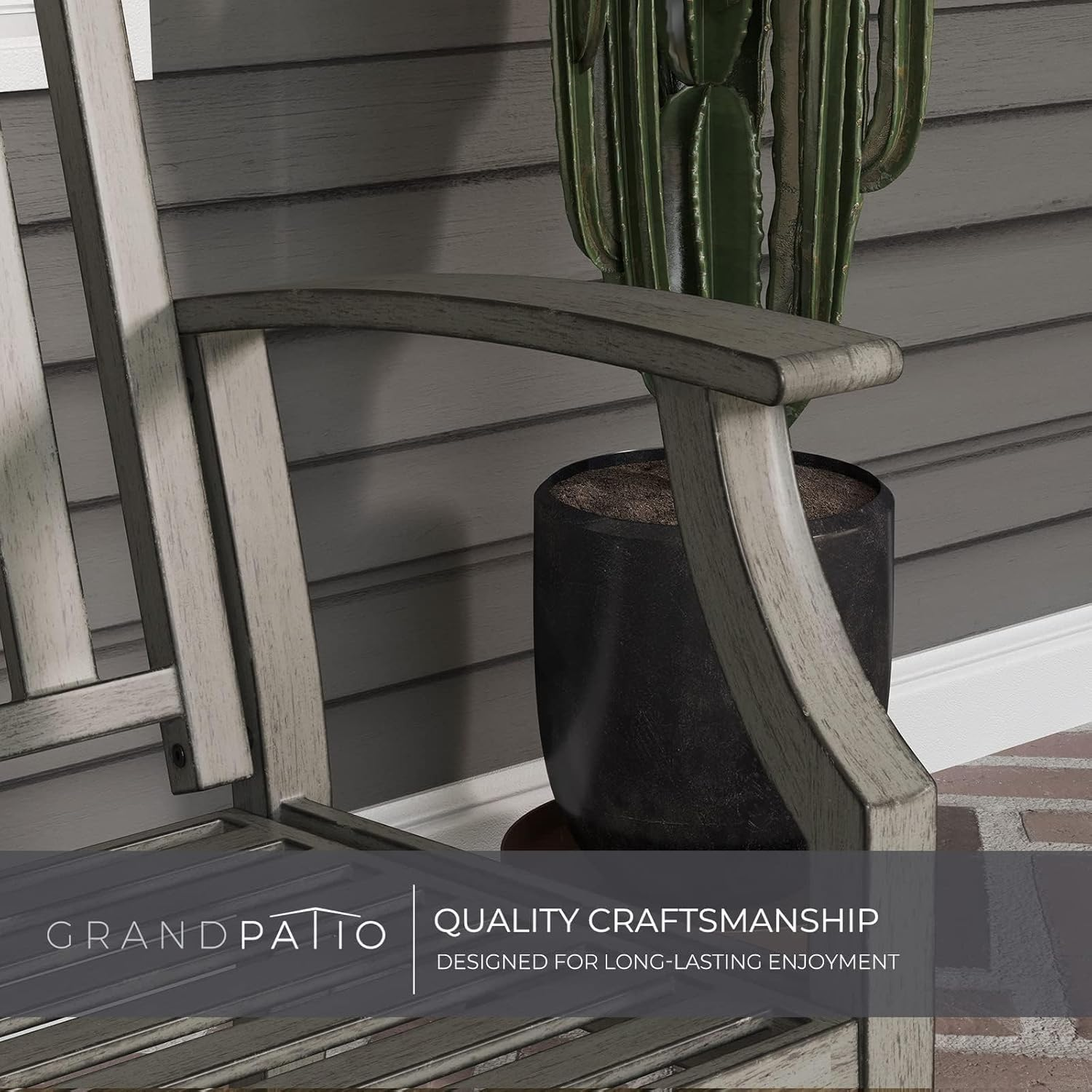 Grand Patio Outdoor Bench, Garden Benches with Anti-Rust Aluminum Steel Metal Frame, Patio Seating for Front Porch outside Furniture Decor, Weathered Gray image number 4