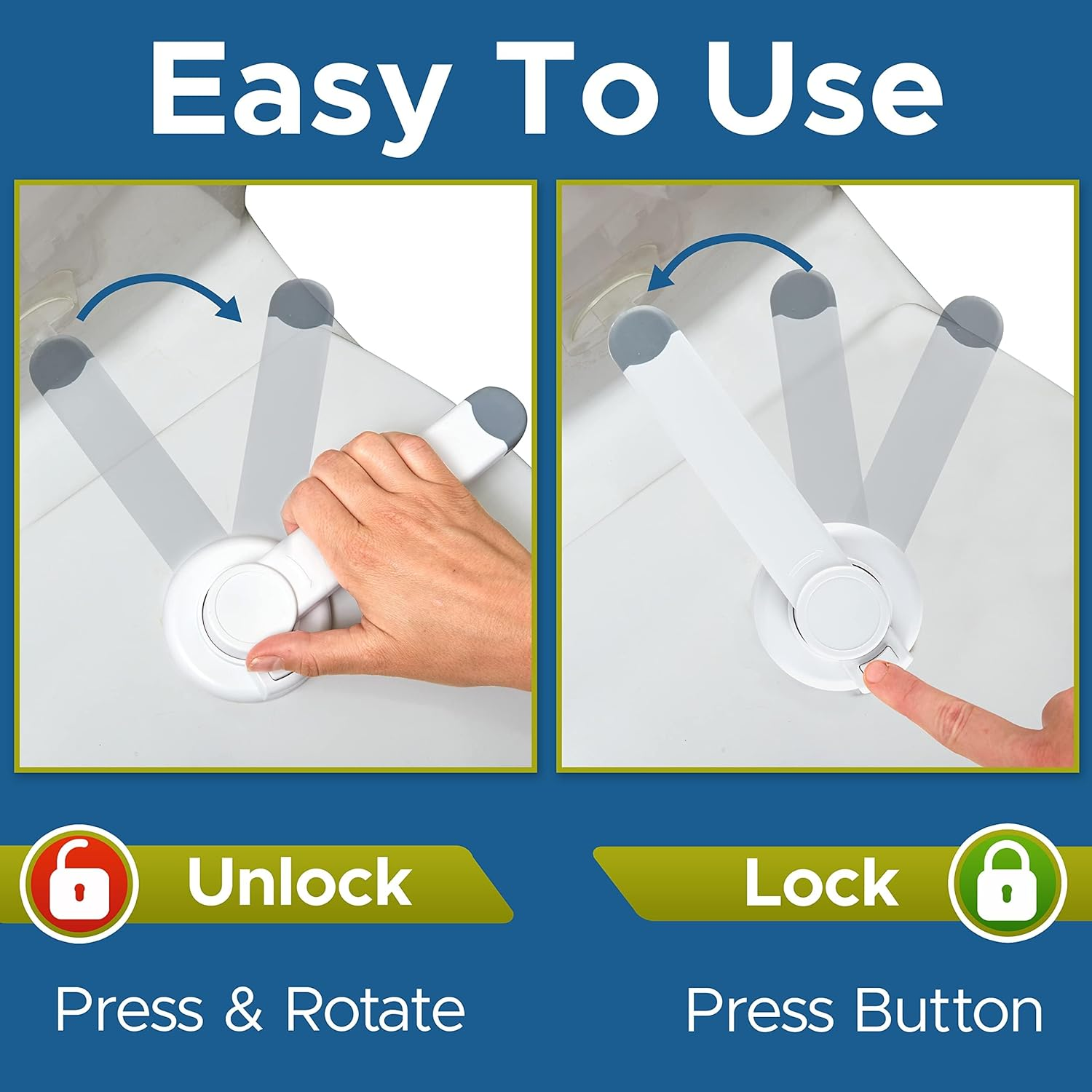 Toilet Lock Babyproof (1-Pack) Ideal Babyproof Toilet Lid Lock with Arm - No Tools Required, Easy Installation with 3M Adhesive - Top Security Toilet Seat Lock - Fits Most Toilets, White image number 1