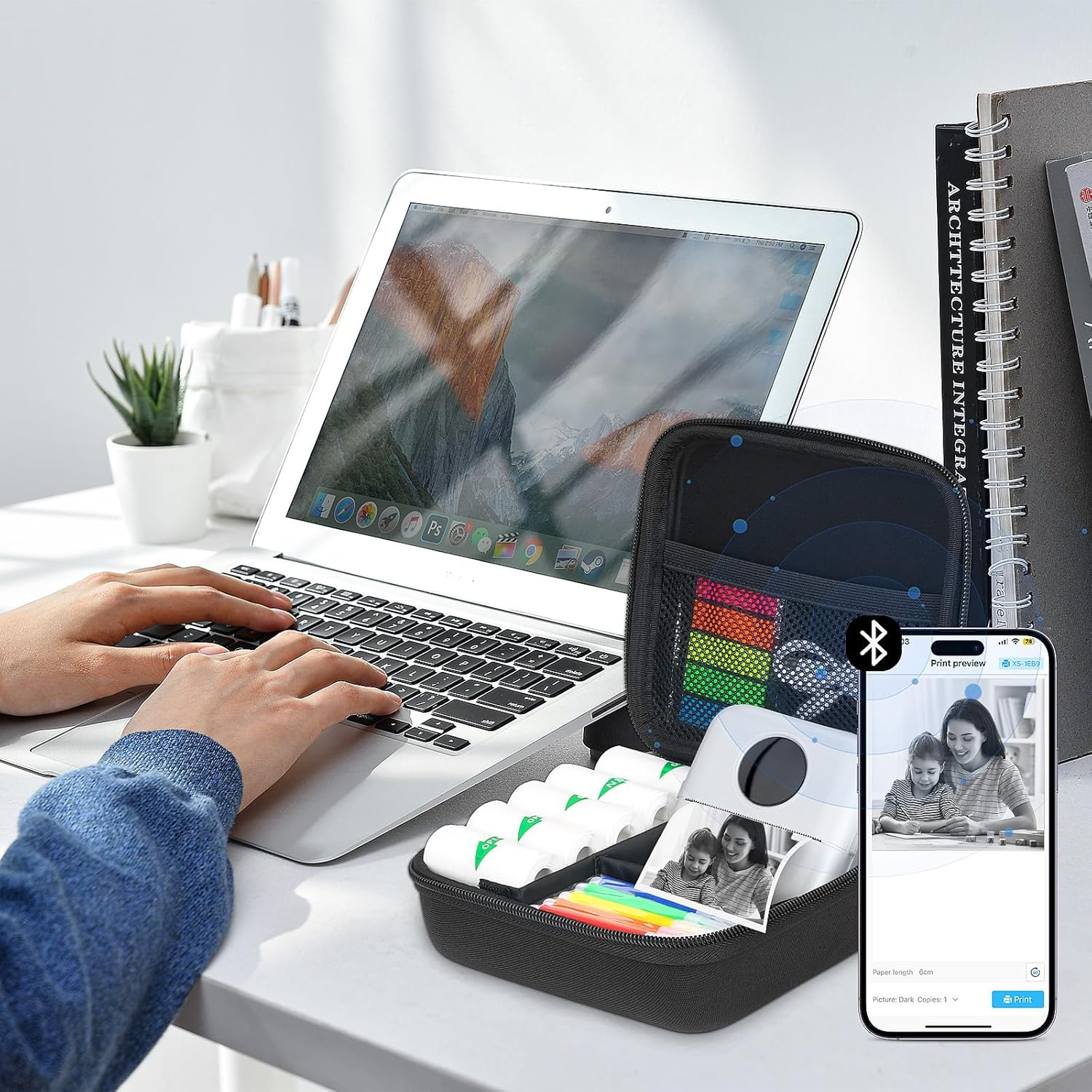 Huijukeji Mini Sticker Printer Case,High-Capacity Hard Protective Box for X5/Phomemo M02/T02 Printer,Portable Carrying Case Suitable for Thermal Inkless Photo Printer,Instant Camera,Label Marker image number 5