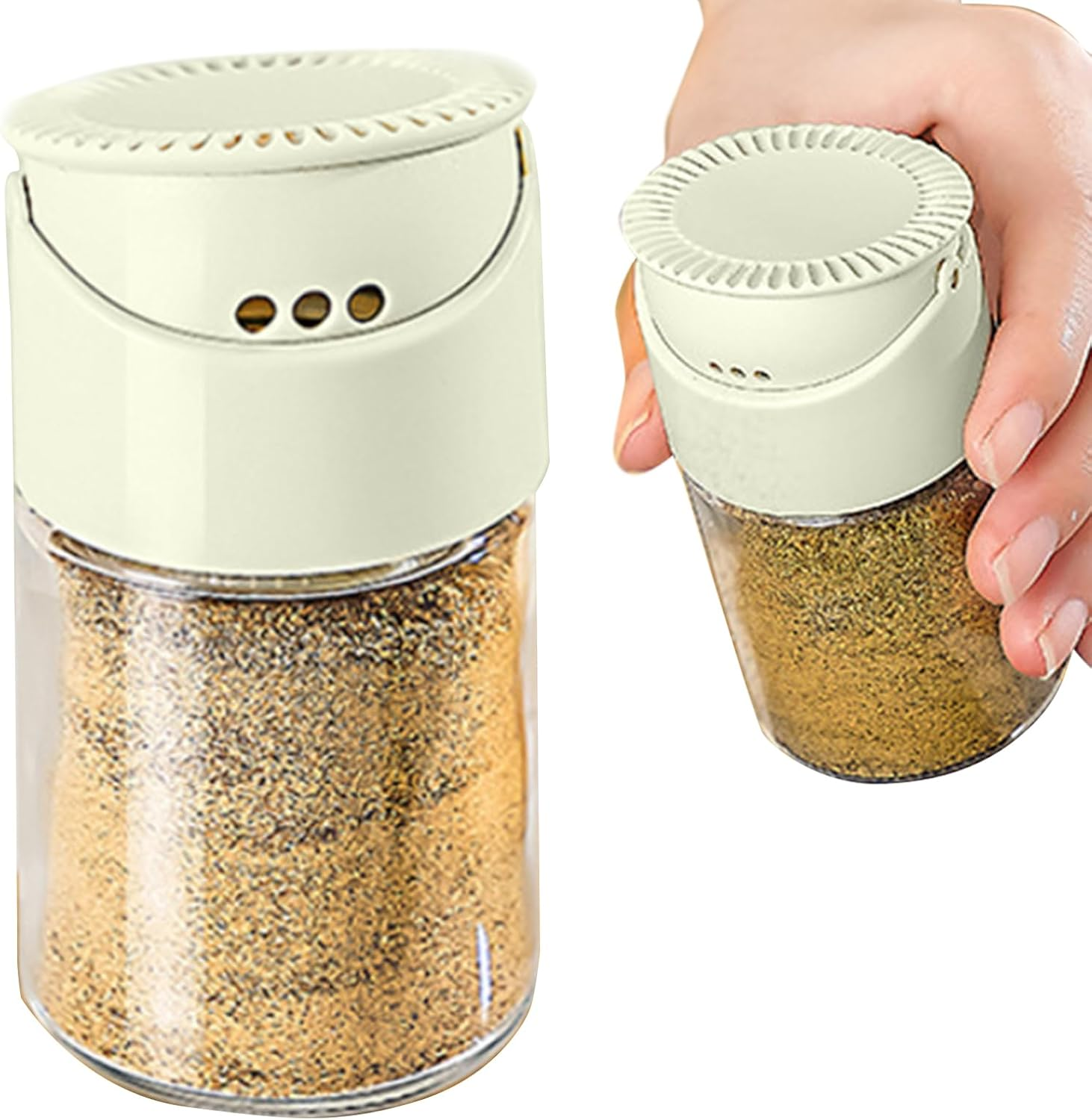Salt Shaker,Dual-Aperture Glass Salt and Pepper Shaker - 260G, Sodium Calcium Glass, Easy-Press Dispenser for Even Seasoning, Ideal for Breakfast, BBQ, Steak image number 4