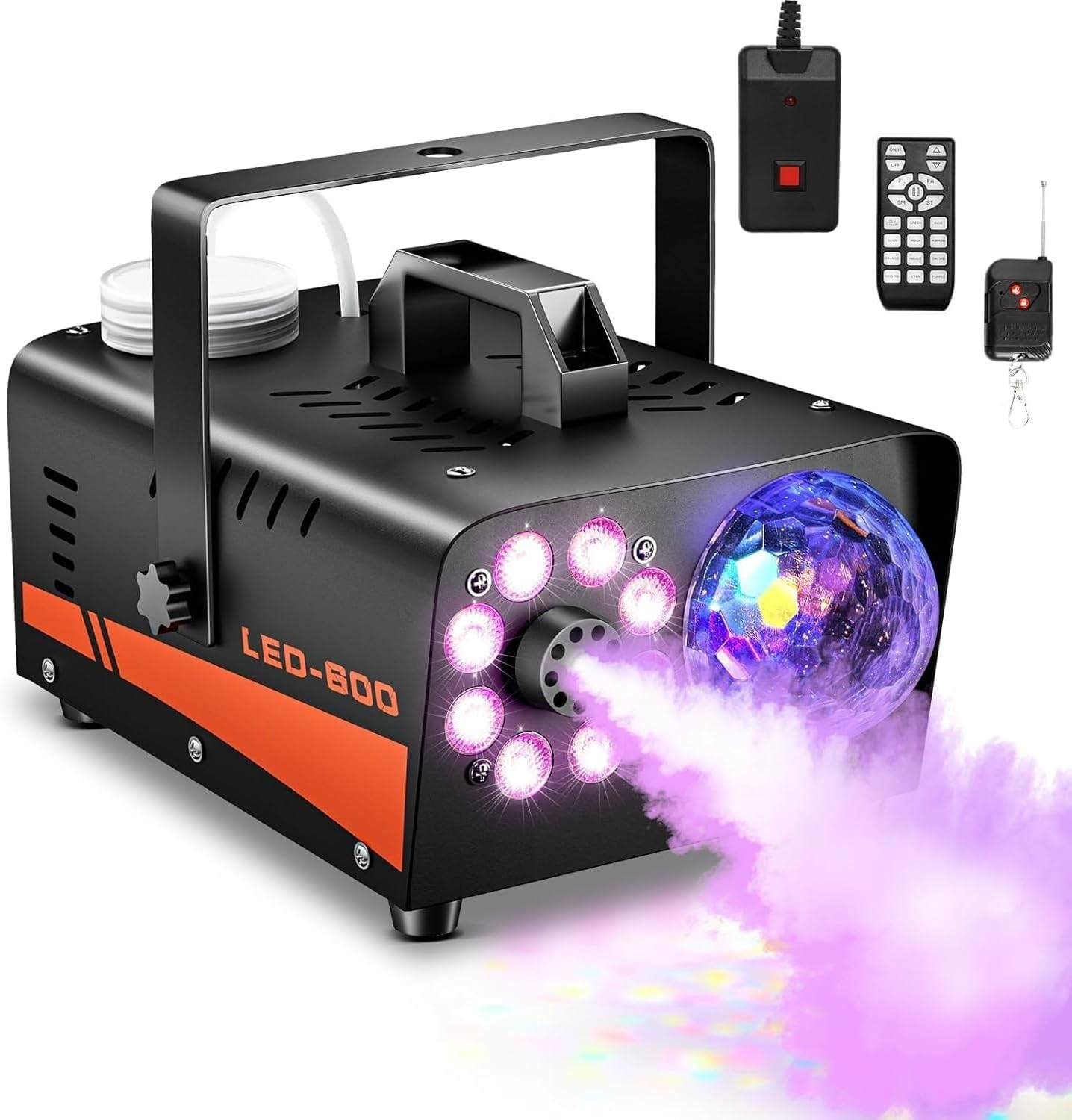 Smoke Machine, Fog Machine with Disco Ball Lights, 600W and 3000CFM with 13 Colorful LED Lights Effect, Wireless Remote Control, Suitable for Parties, Wedding, Halloween, and DJ Stage, Indoor image number 2