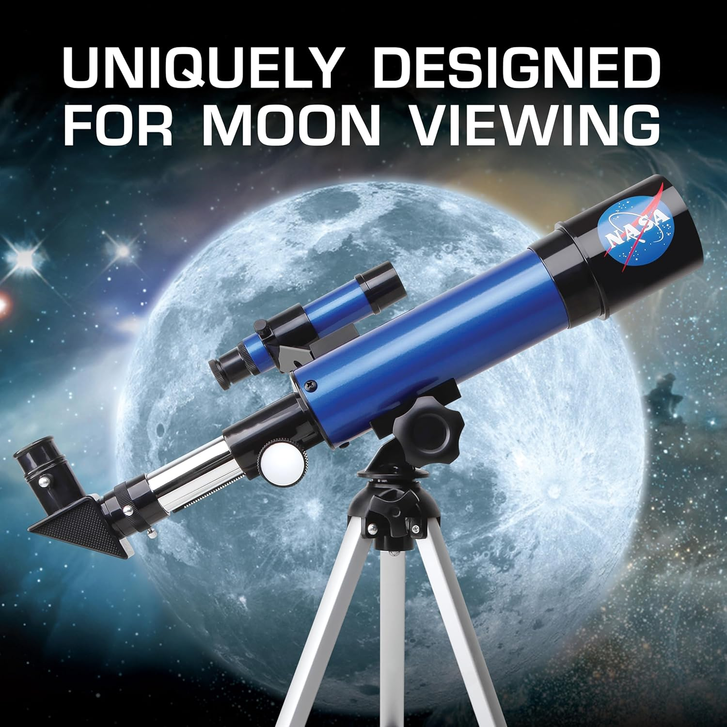 NASA Lunar Telescope for Kids &ndash; 90X Magnification, Includes Two Eyepieces, Tabletop Tripod, and Finder Scope- Kids Telescope for Astronomy Beginners image number 2