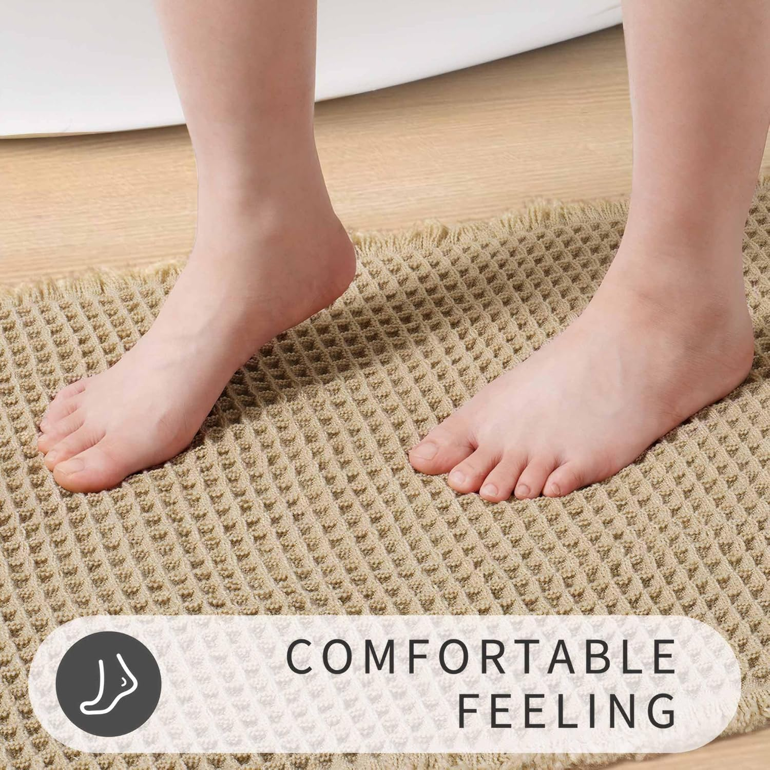 YDCZTYGY Waffle Knit Textured Bath Mat Super Absorbent Washable Quick Dry Non Slip Rug for Bathroom Hallway （61X92Cm） image number 3