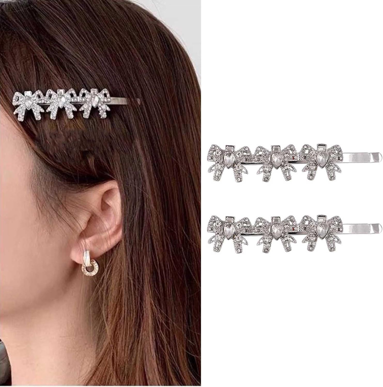 Butterfly Hair Clip for Women Crystal Butterfly Hair Pins Silver Butterfly Hair Barrettes Paved Butterfly Decorative Hairpin Accessories for Teen Girls Gifts (Style:A)