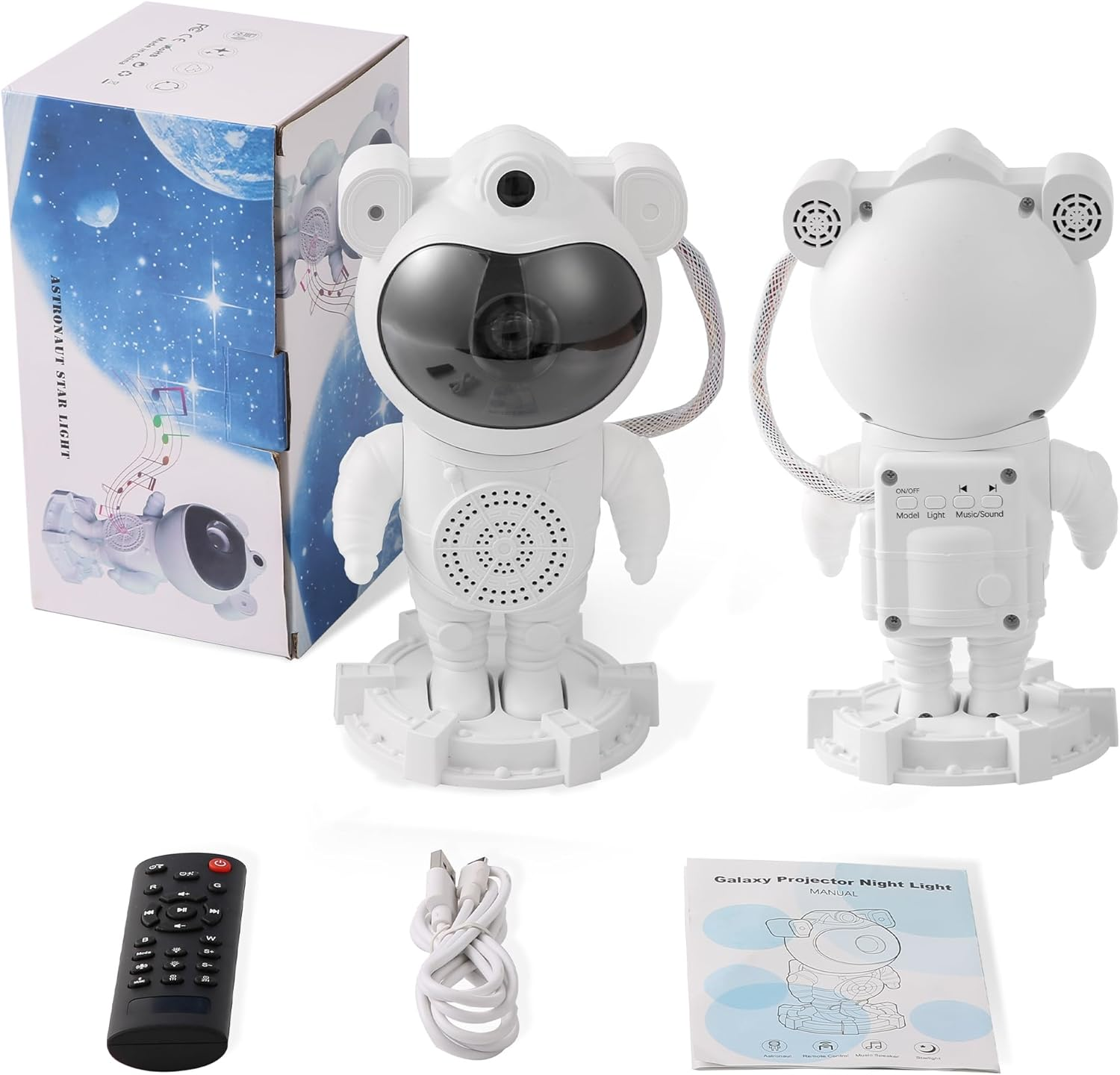 Star Projector Galaxy Light with Bluetooth Speaker,9 Nebula Effects & 8 Natural Sounds,360&deg; Rotation Astronaut Space Night Light with Remote and Timer for Kids Adults Bedroom Decor image number 2