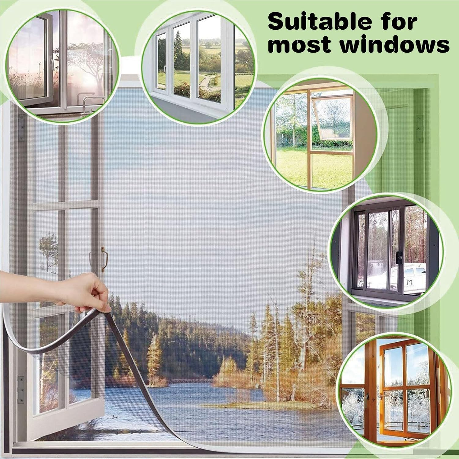 Tootoo Adjustable DIY Magnetic Window Screen Mesh Fly Net - 3 Sizes (60X100Cm) image number 6