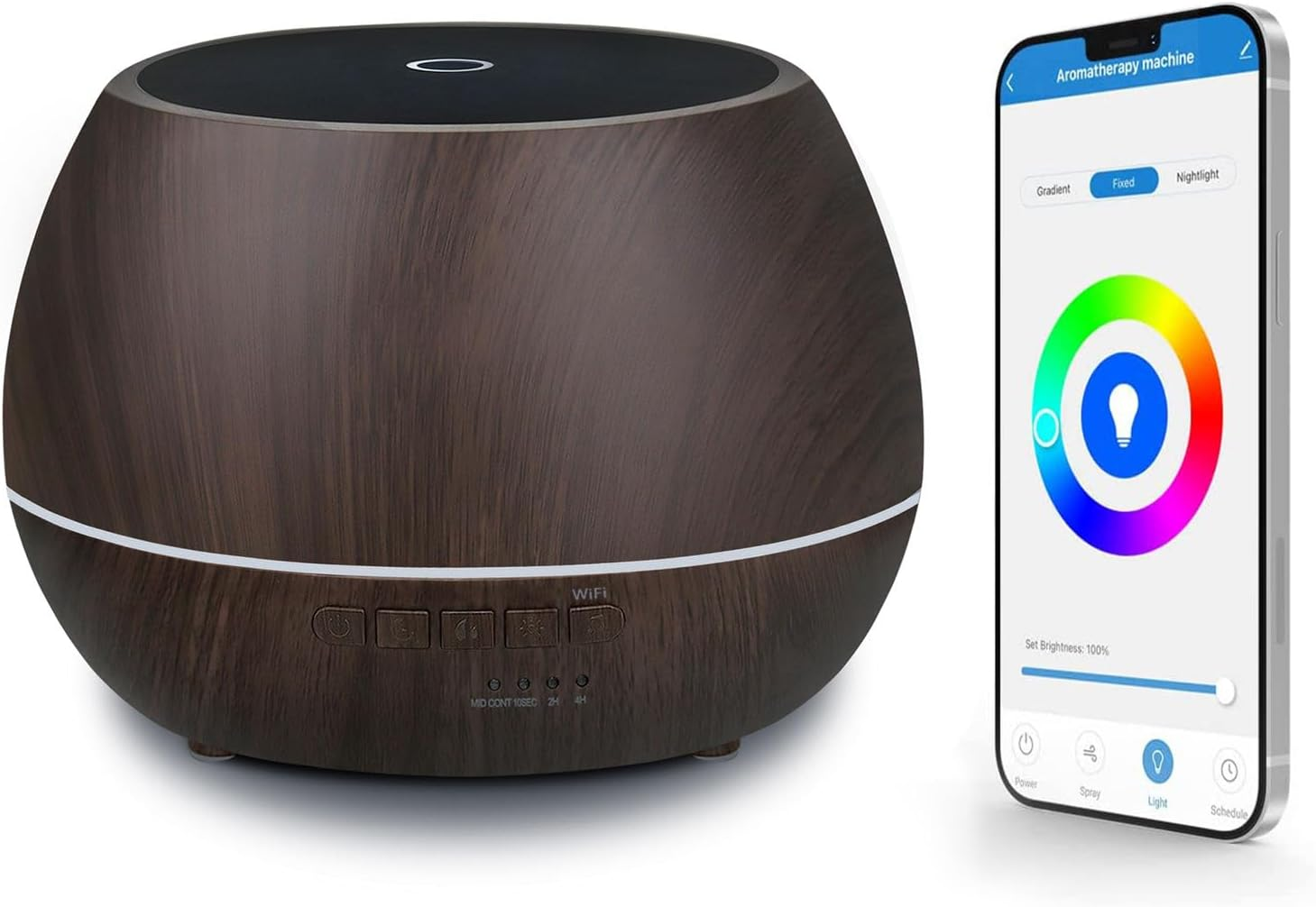 ISMATE Smart Wifi Essential Oil Diffuser, App Control Compatible with Alexa, 500Ml Aromatherapy Humidifier for Relaxing Atmosphere in Home,Bedroom and Office (Dark Grain) image number 2