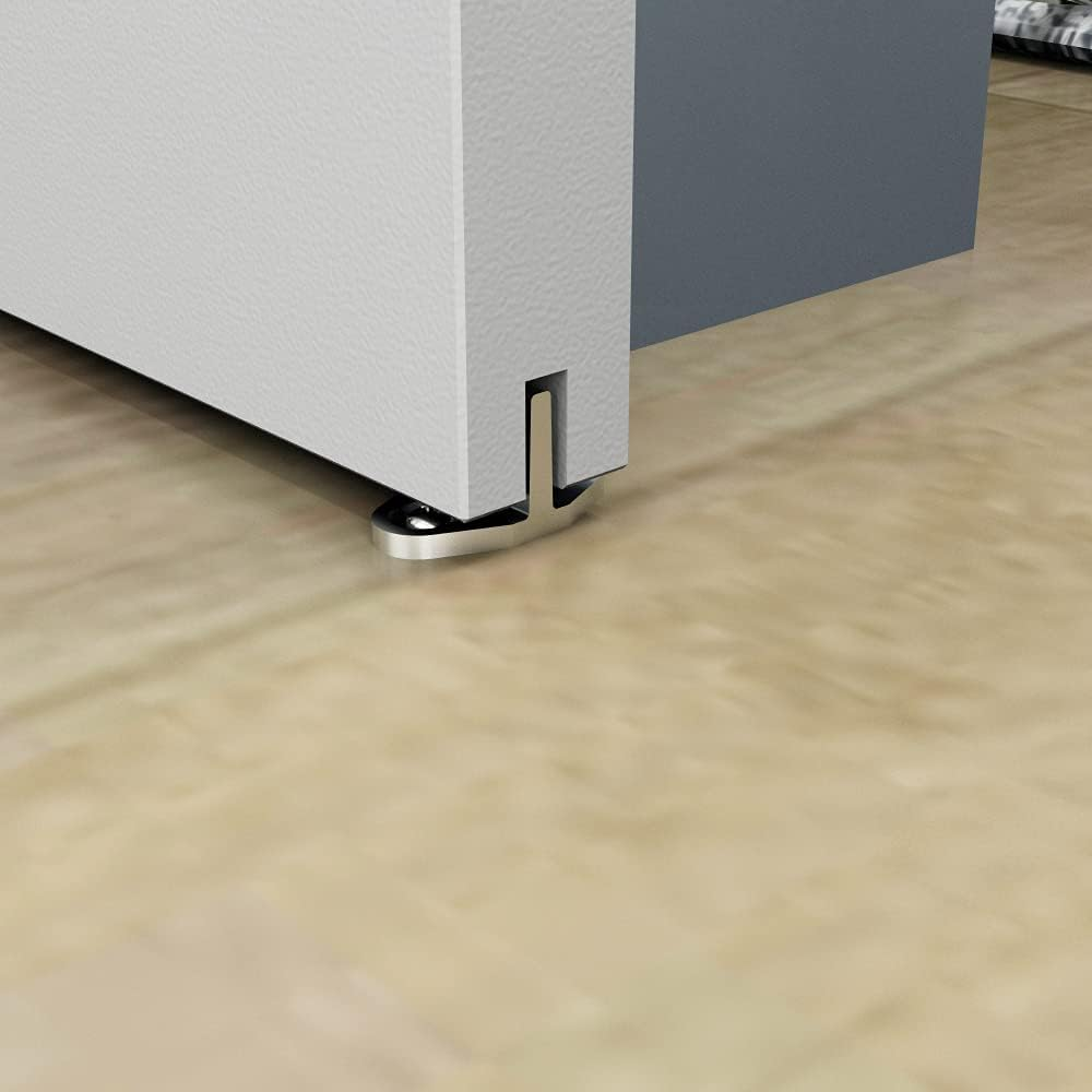 JUBEST Silver Aluminum T-Guide for Sliding Barn Door Hardware Set of 2 - Silver image number 3