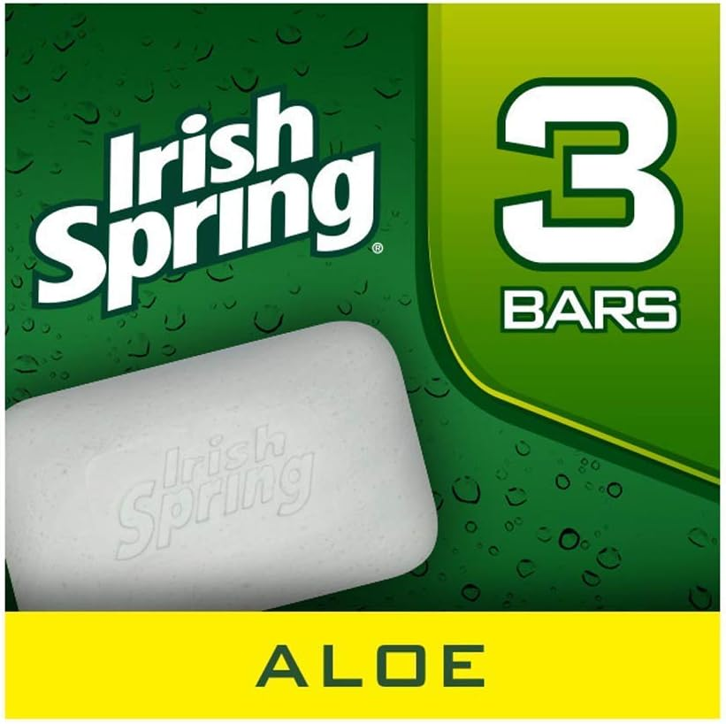 (BARS) Irish Spring ALOE SCENT Bar Soap for Men & Women. 12-HOUR ODOR/DEODORANT PROTECTION! for Healthy Feeling Skin. Great for Hands, Face & Body! (3 Bars, 3.75Oz Each Bar) by Irish Spring