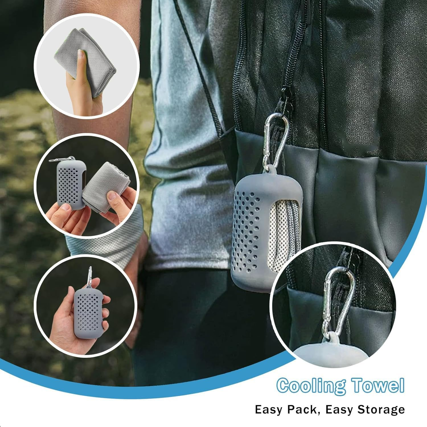 3 Pack Cooling Towels (30&times;80Cm), Microfiber Chilly Towels with Silicone Storage Bag, Soft Breathable Gym Ice Towel for Yoga, Sport, Travel Sweat Towels Fast Drying Lightweight Cooling Neck Wraps image number 5