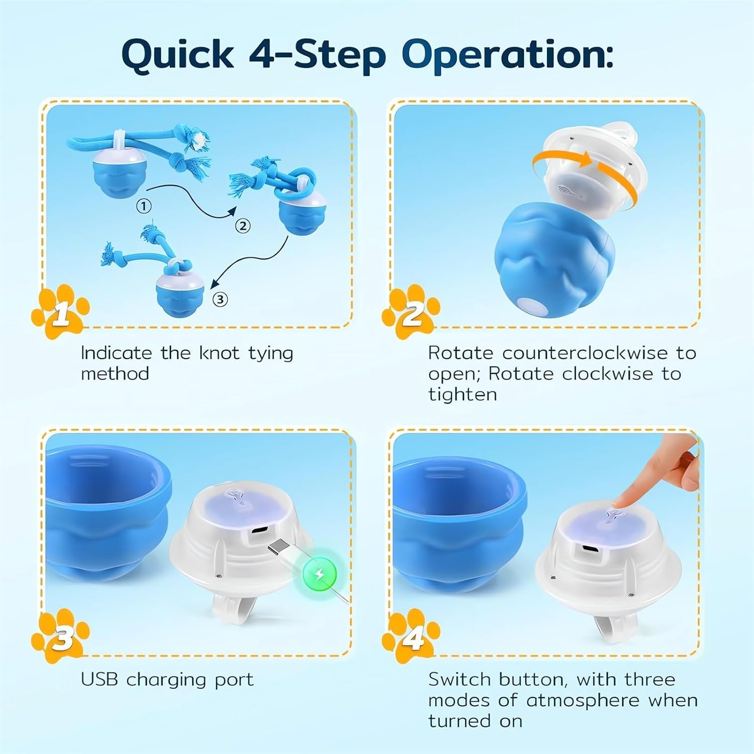 Interactive Dog Ball Toy - Automatic Moving Dog Ball with 3 Modes, Rechargeable Durable Chew Toy for Small Medium Dogs, Indoor Outdoor Interactive Pet Toy image number 5