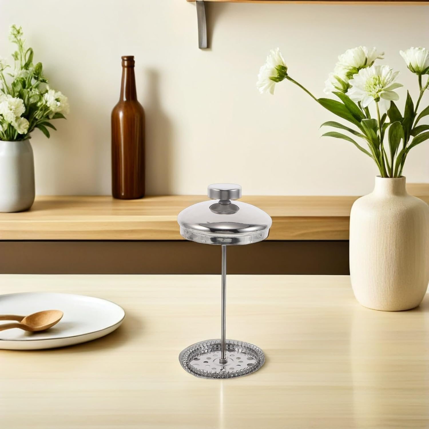 OHPHCALL Stainless Steel Tea Filter Mesh Replacement for 600Ml Coffee Press Sturdy Tea Filter Plunger with Lid Compatible Press Screen Replacement image number 4