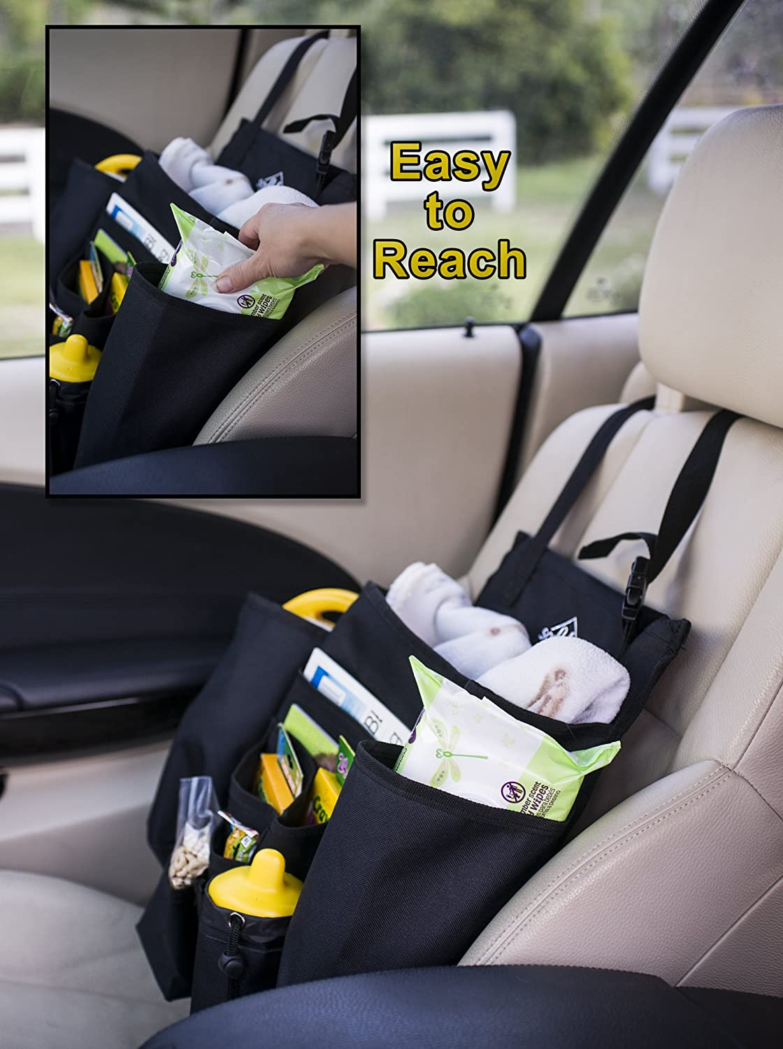 Front Passenger Seat Organiser Comes with 1 Pocket Caddy for Your Car, Truck, Van or UTE, Designed to Help Moms, Service Techs, Law Enforcement and Delivery Drivers Keep Items within Easy Reach image number 5