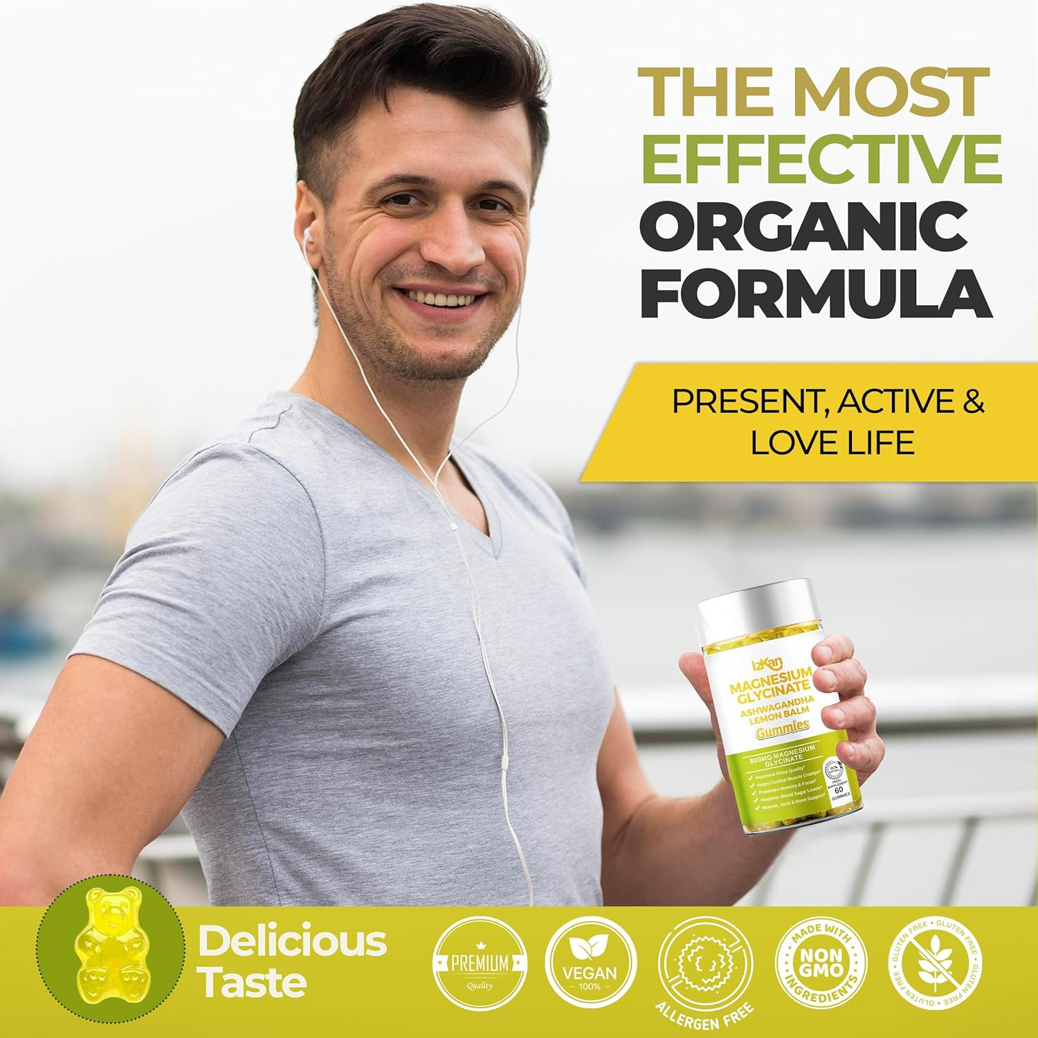 Magnesium Glycinate Gummies 800Mg - Sugar Free Magnesium Supplement with Ashwagandha, Lemon Balm Extract & Coq10 for Sleep, Stress & Muscle Relief & Nerve Health, No Melatonin, - 60 Gummies (Pineapple Flavor) (1) image number 5