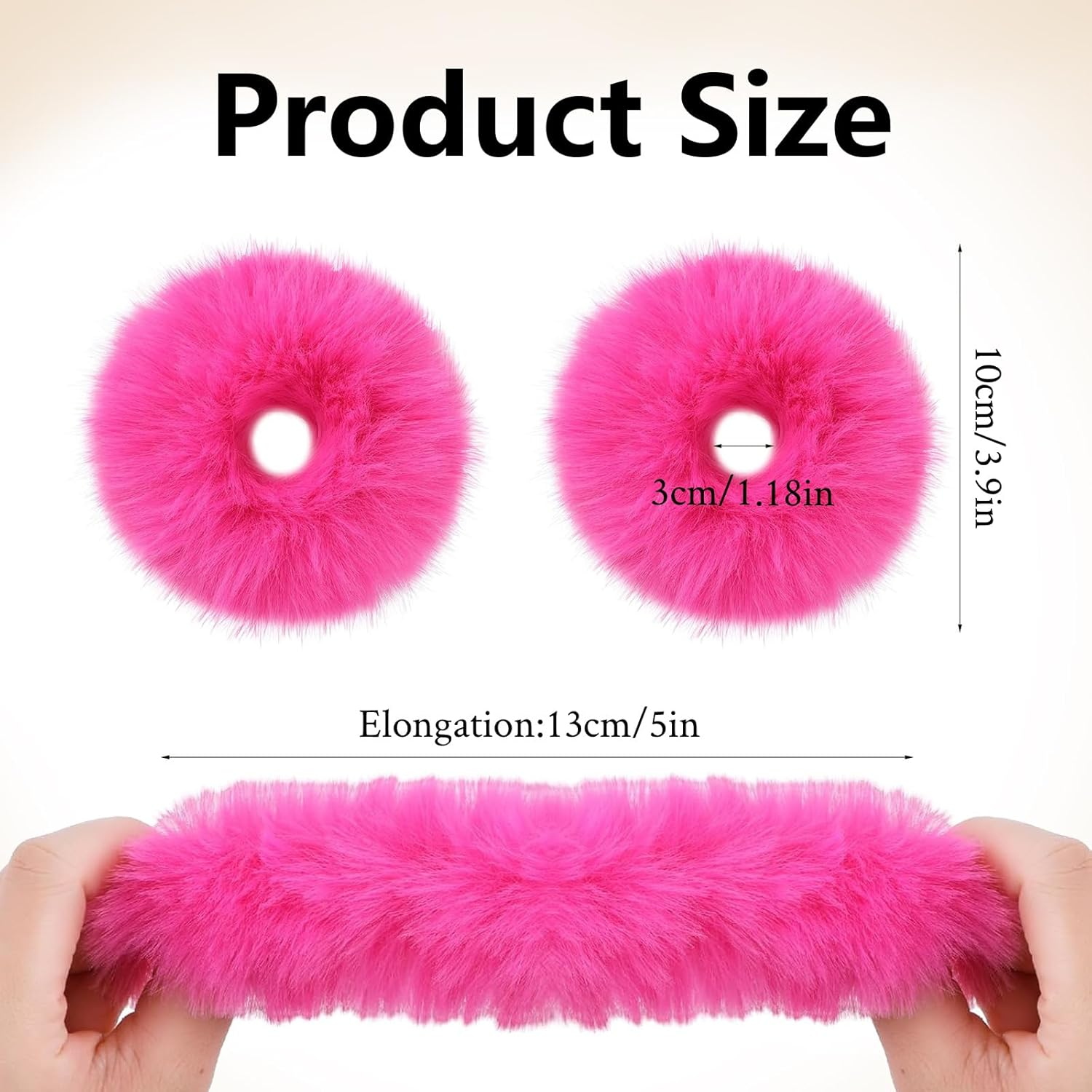 Plush Scrunchie Hair Scrunchie, 2 Pieces Plush Hair Bands, Women'S Pom Pom Headbands, Fluffy Hair Bobbles for Women and Girls image number 3