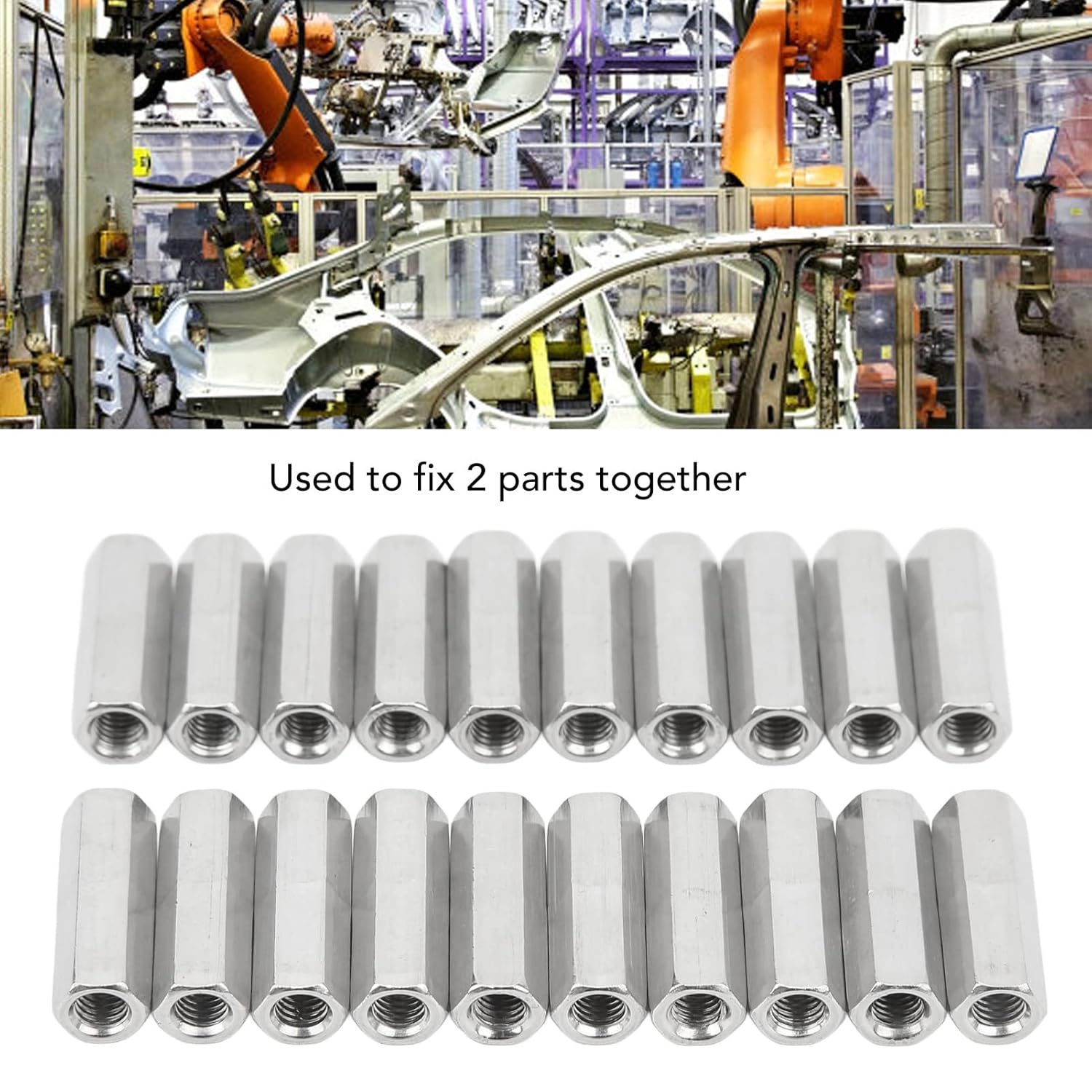 Threaded Rod Connector, 25Mm Length, 20Pcs 304 Stainless Steel M5X0.8 Hex Coupling Nut Corrosion for Replacement image number 3