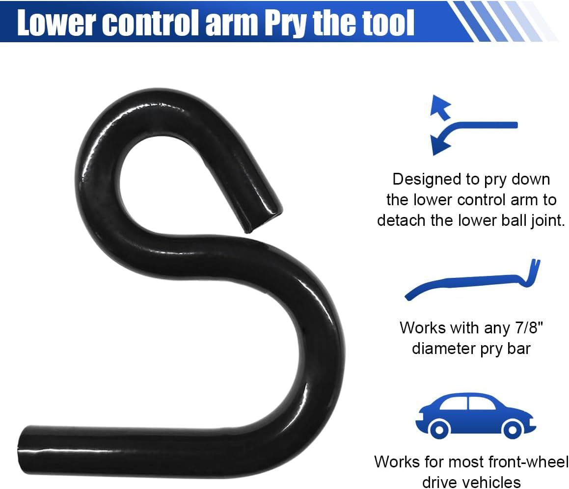 DUSCOKE Automotive 6007 Lower Control Arm Prying Tool, Lower Ball Joint Pry Tools Designed for 7/8" Diameter Pry Bar, Specialty Suspension Bushing Tool Vehicle Control Arm Helper Remover (Black) - Blue image number 4