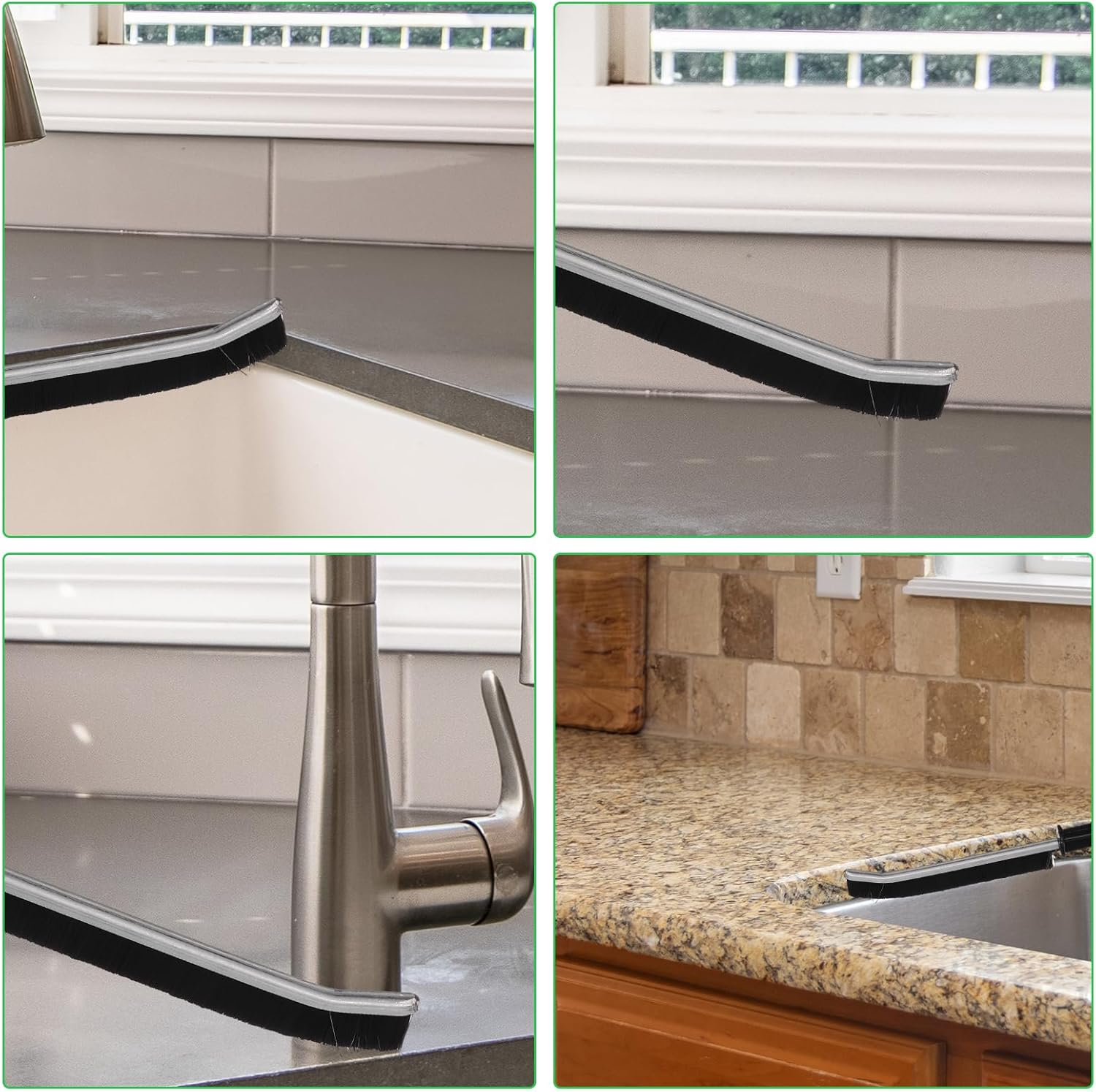 2Pcs Gap Cleaning Brush, Hard Bristle Crevice Cleaning Brush Tool Reusable Cleaner Scrub Brush Multifunctional Bristled Cleaning Brush for Household Kitchen Bathroom Cleaning (Black & White) image number 3