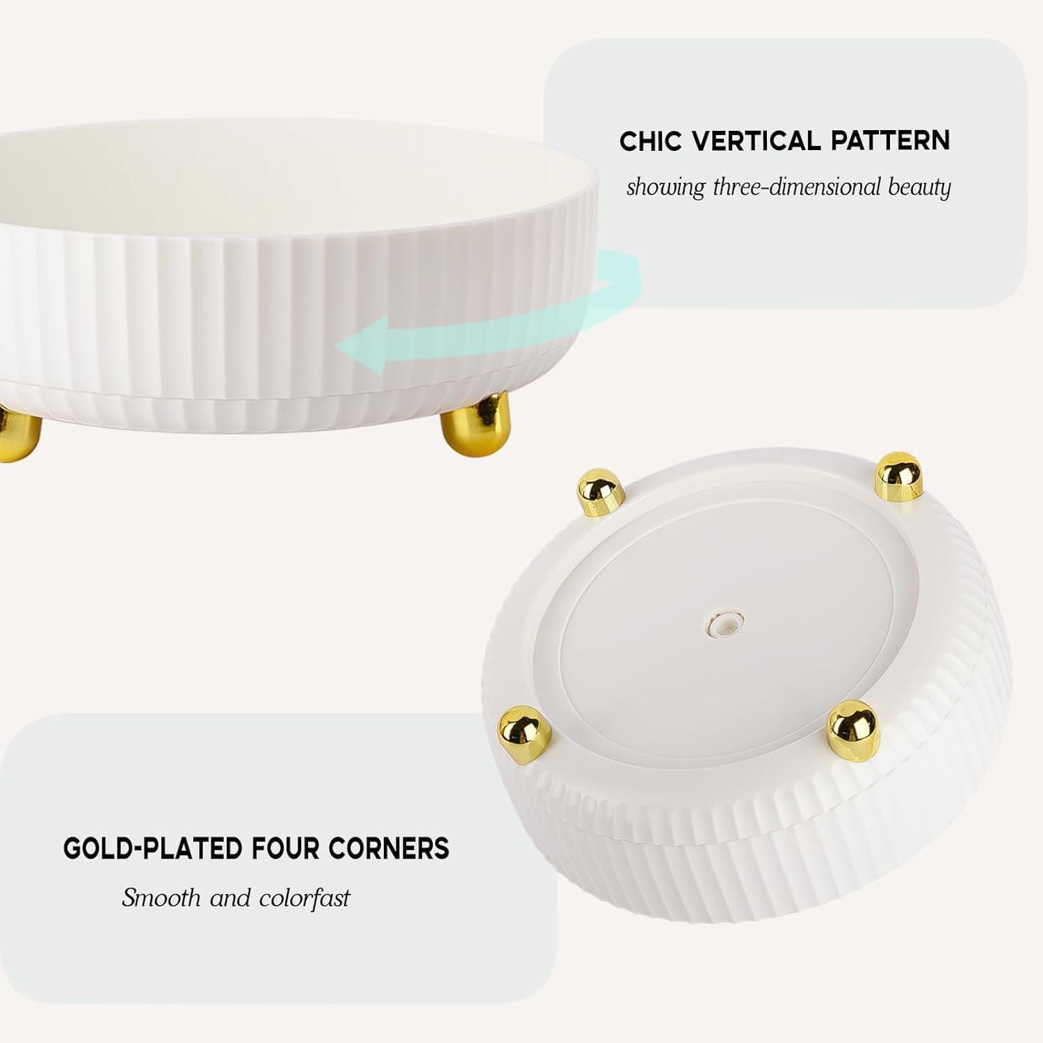 SVNXI Makeup Perfume Organizer Tray 360 Degree Rotating Lazy Susan Skincare Lotion Organizer Spinning Cosmetics Storage for Dresser Vanity Bathroom Countertop 22 X 22 X 7.5Cm (Small Ivory White)