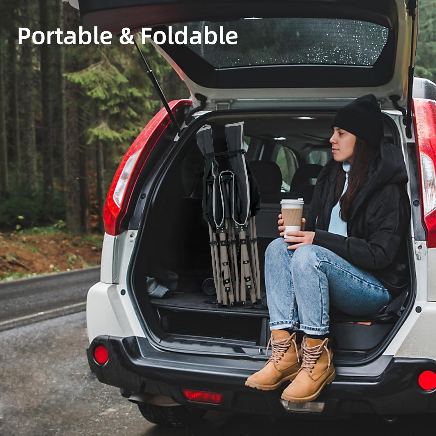 CHENDY Folding Camping Cots for Adults - Most Comfortable, Double Layer Oxford Sturdy Folding Sleeping Cots - Portable with Carry Bag (10 Feet Supports)