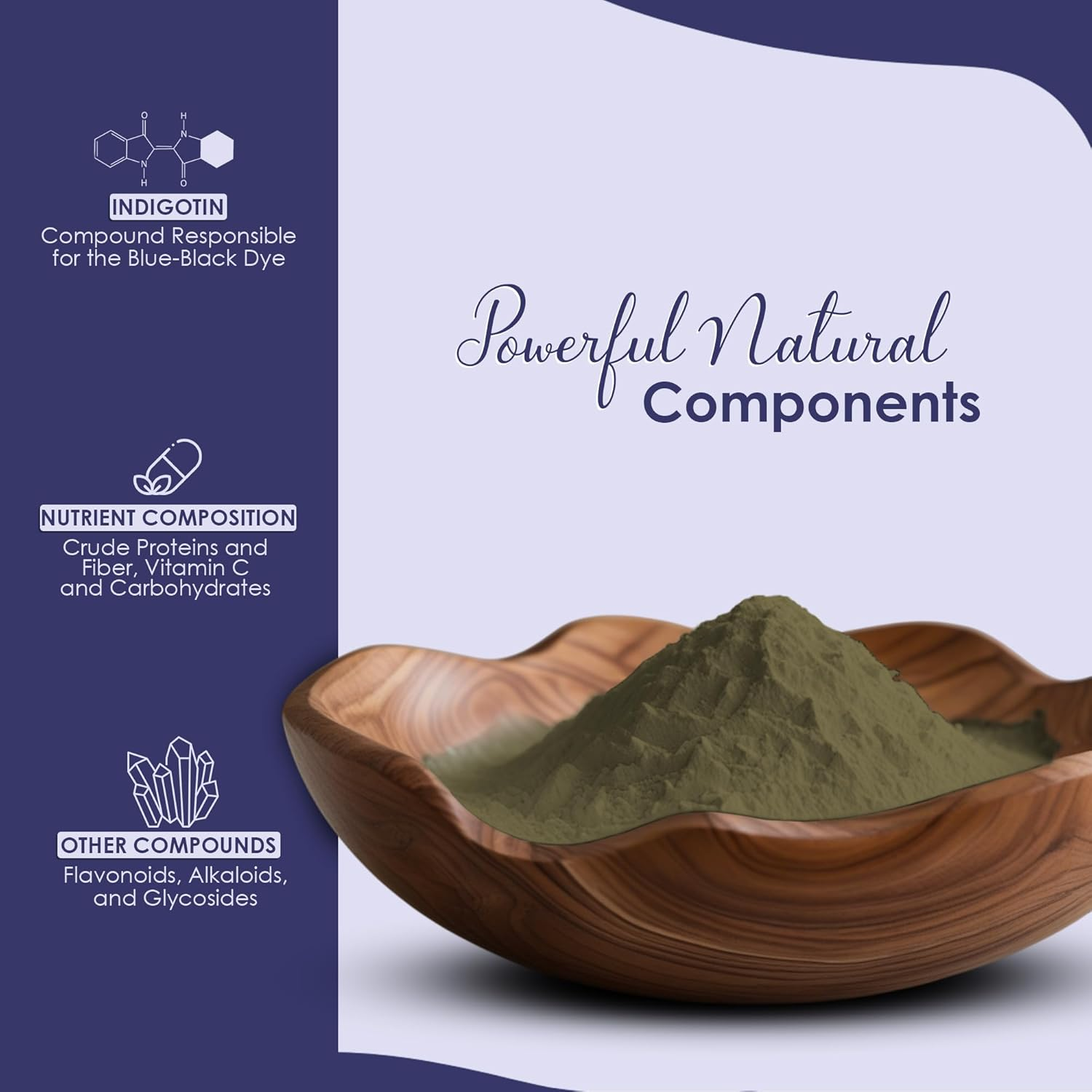 Mi Nature 100% Indigo Leaf Powder 1KG (35Oz) |Pure Herbal Tint for Rich Dark Hair Color |Natural Tinctoria Powder (Indigofera Tinctoria) image number 3
