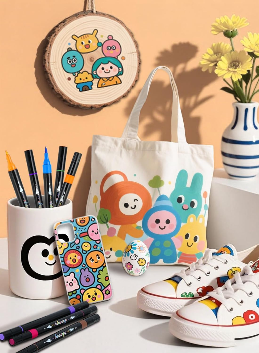 30 Colors Dual Tip Acrylic Paint Pens, Acrylic Paint Markers Set for Rock Painting, Wood, Ceramic, Canvas, Calligraphy,Diy Crafts Art Supplies