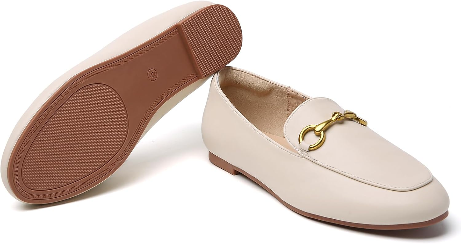 Minorsu Buckle Loafers for Women Slip on round Toe Dress Flats Business Casual Work Driving Shoes image number 3