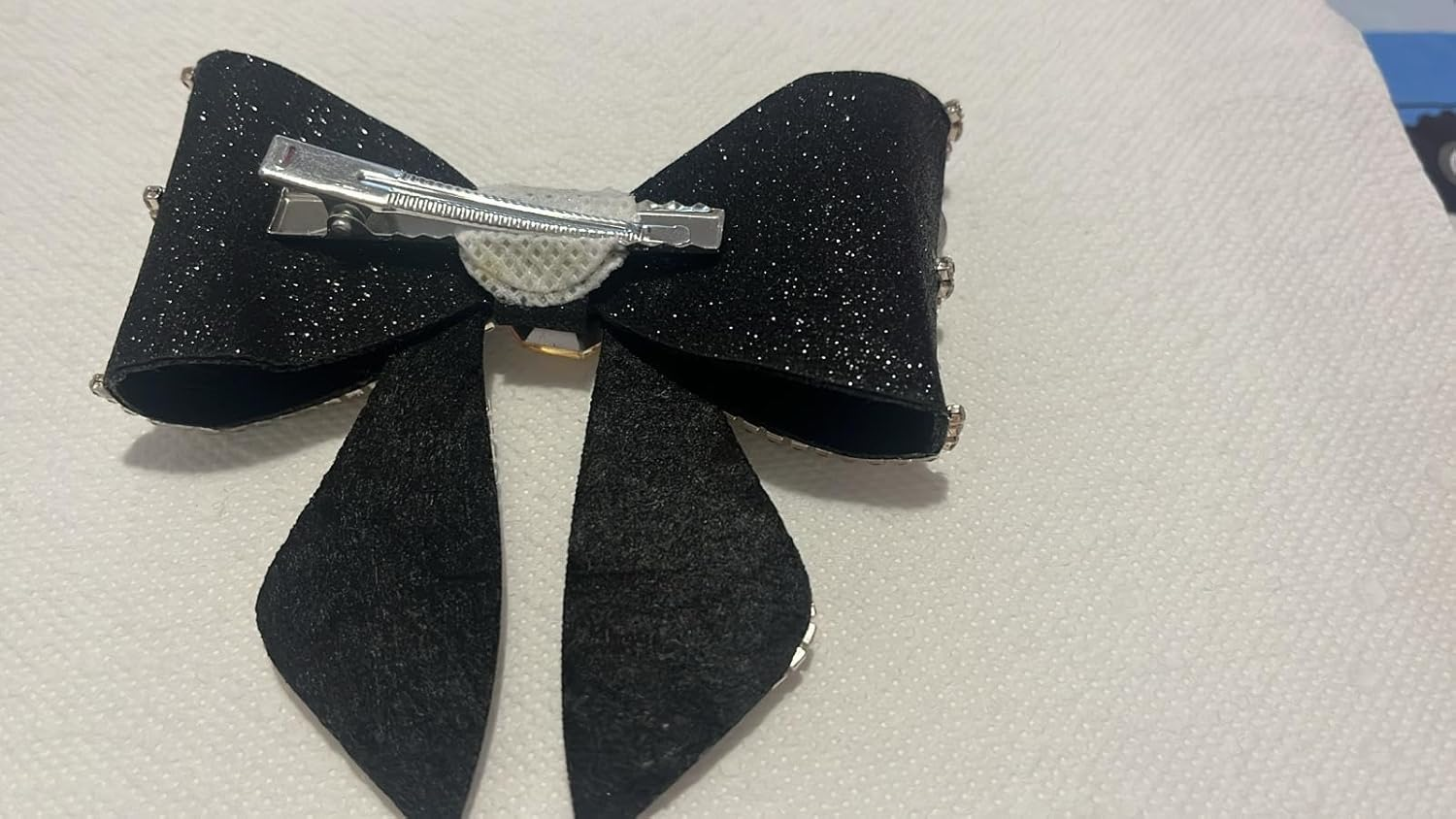 NTY Collections Rhinestone Bow Hair Clips &ndash; Sparkly French Design Barrettes, Crystal Bow-Knot Hair Accessories for Women & Girls, Party, Halloween, and Special Occasion Hairstyles -Pack of 1, Black image number 1